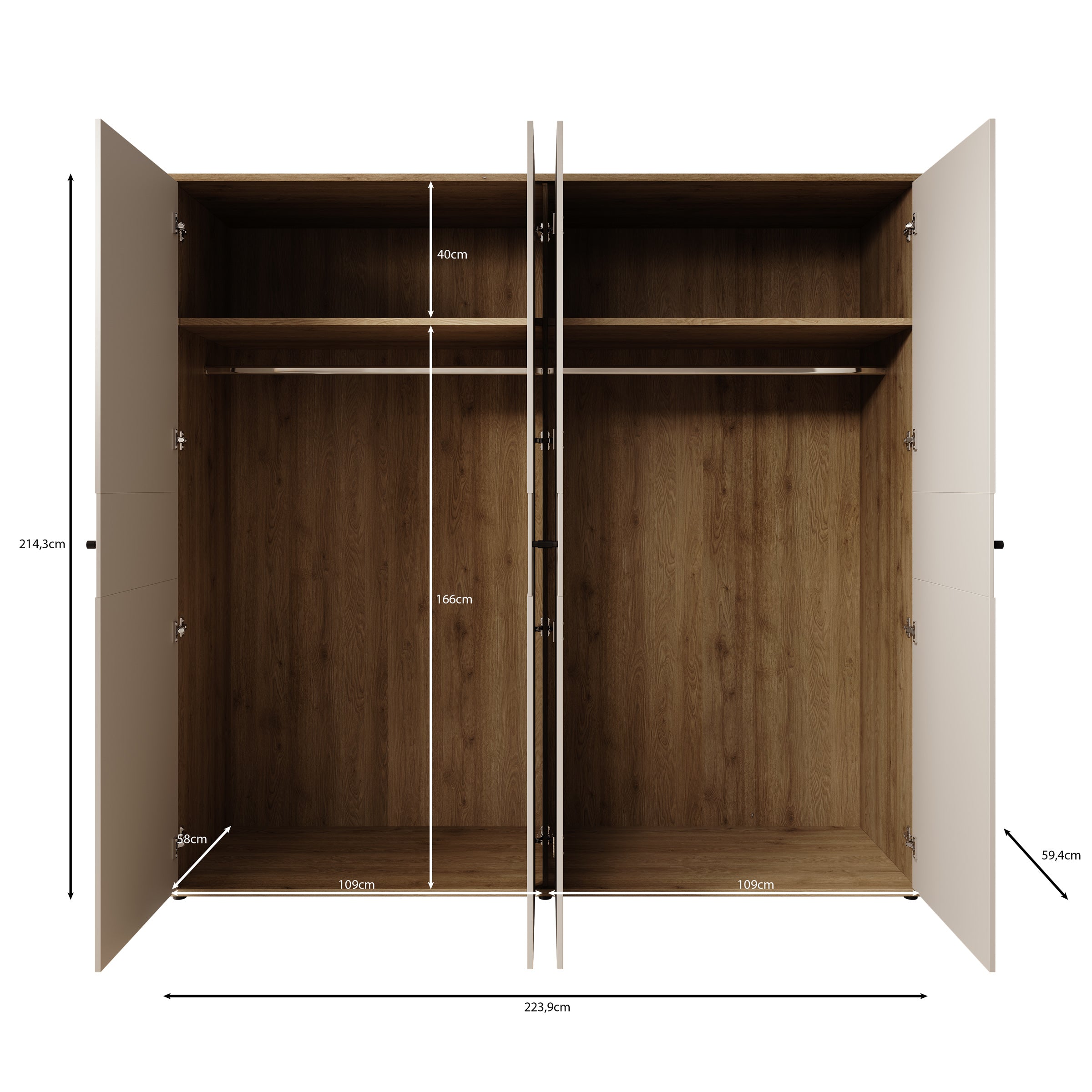Riggs - Kledingkast 4-deurs - Beige
