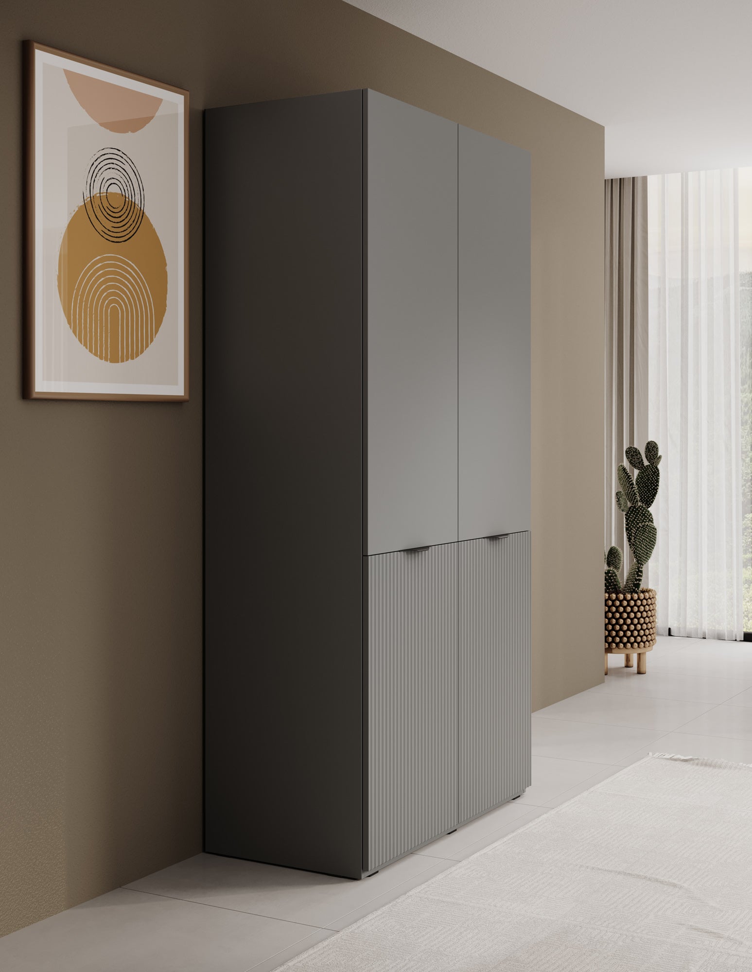 Shelton - Kledingkast 2-deurs - Grijs