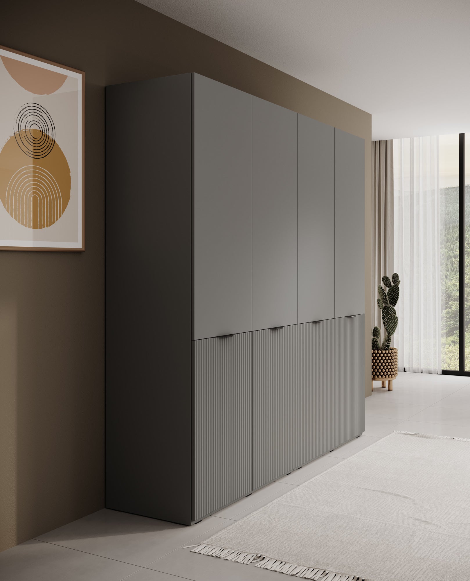 Shelton - Kledingkast 4-deurs - Grijs