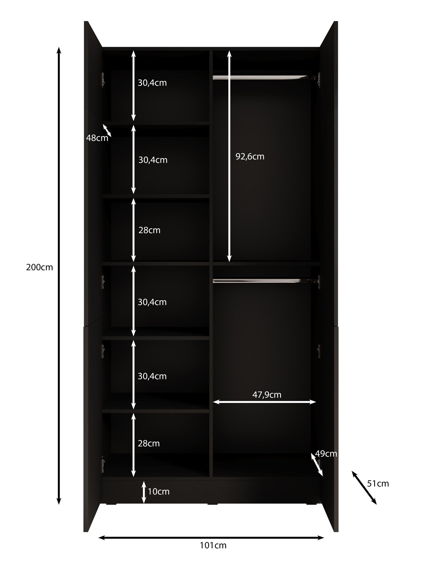 Shelton - Kledingkast 2-deurs - Grijs