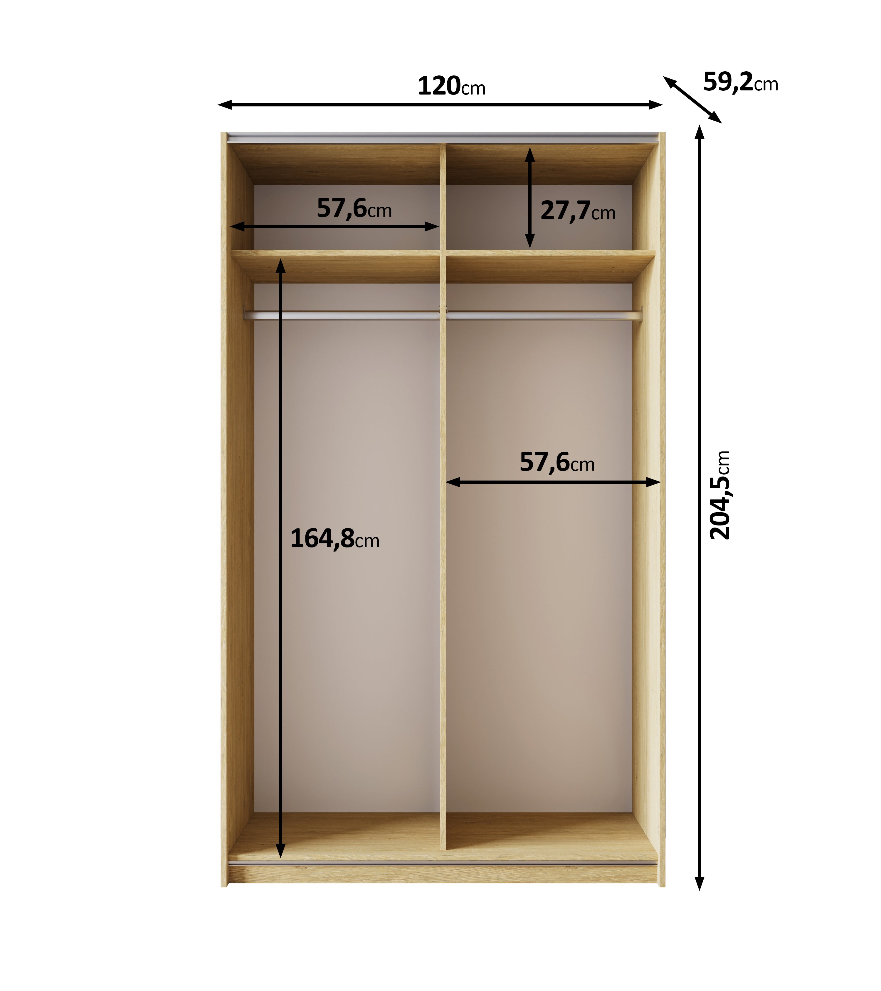 Lawson - Kledingkast met schuifdeuren - Eiken