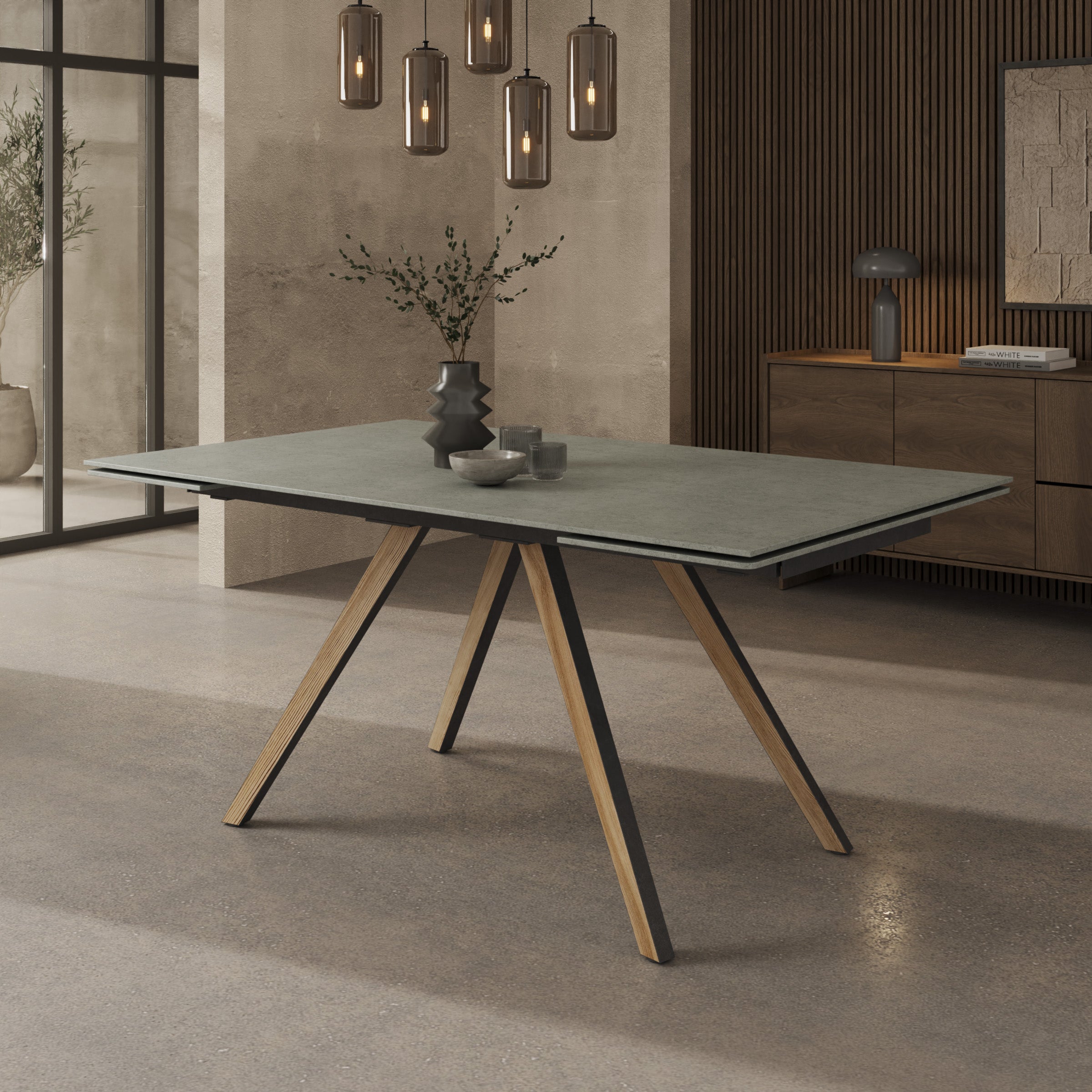Kokomo - Eetkamertafel - Zwart keramiek - Uitschuifbaar - 165x100x76 cm