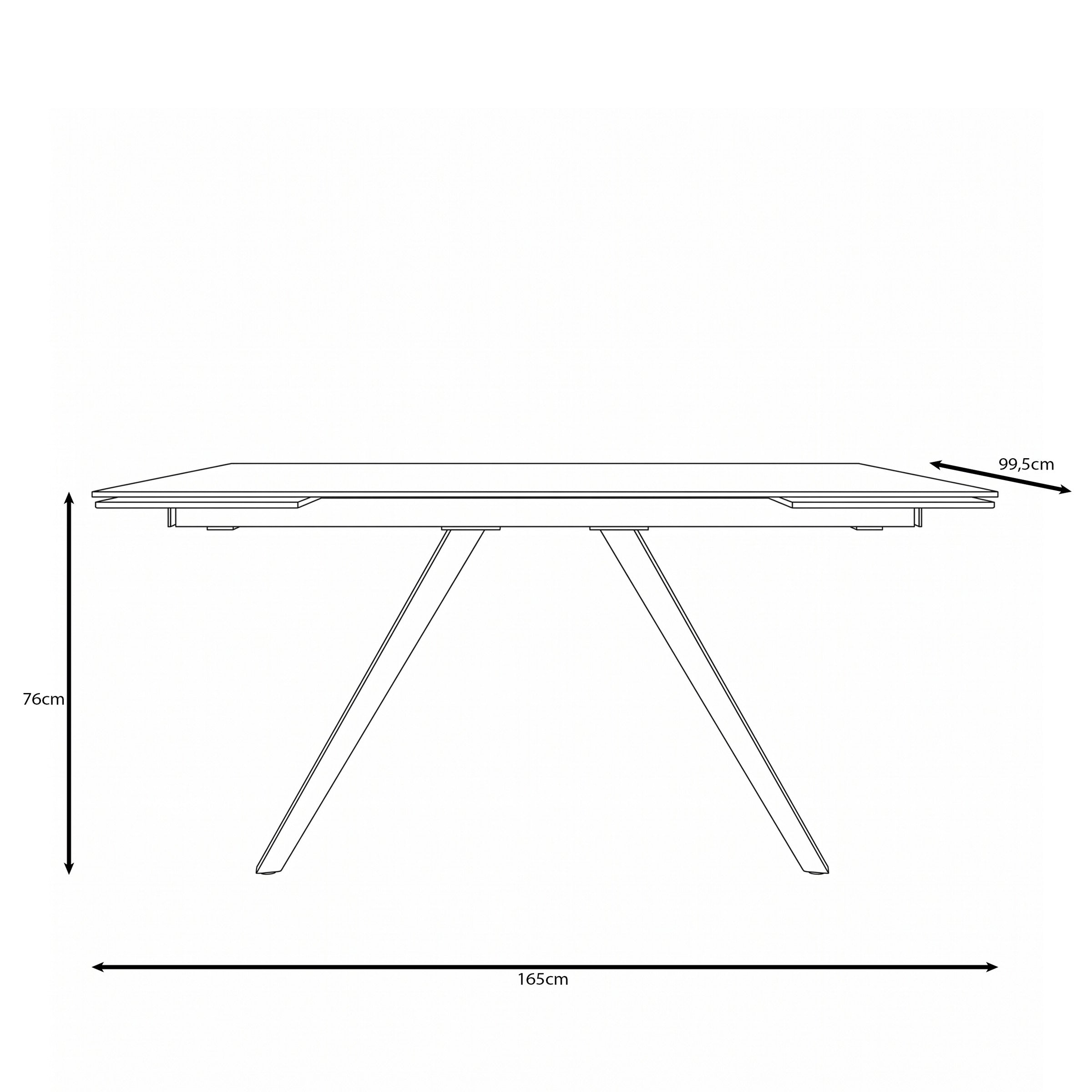 Kokomo - Eetkamertafel - Zwart keramiek - Uitschuifbaar - 165x100x76 cm