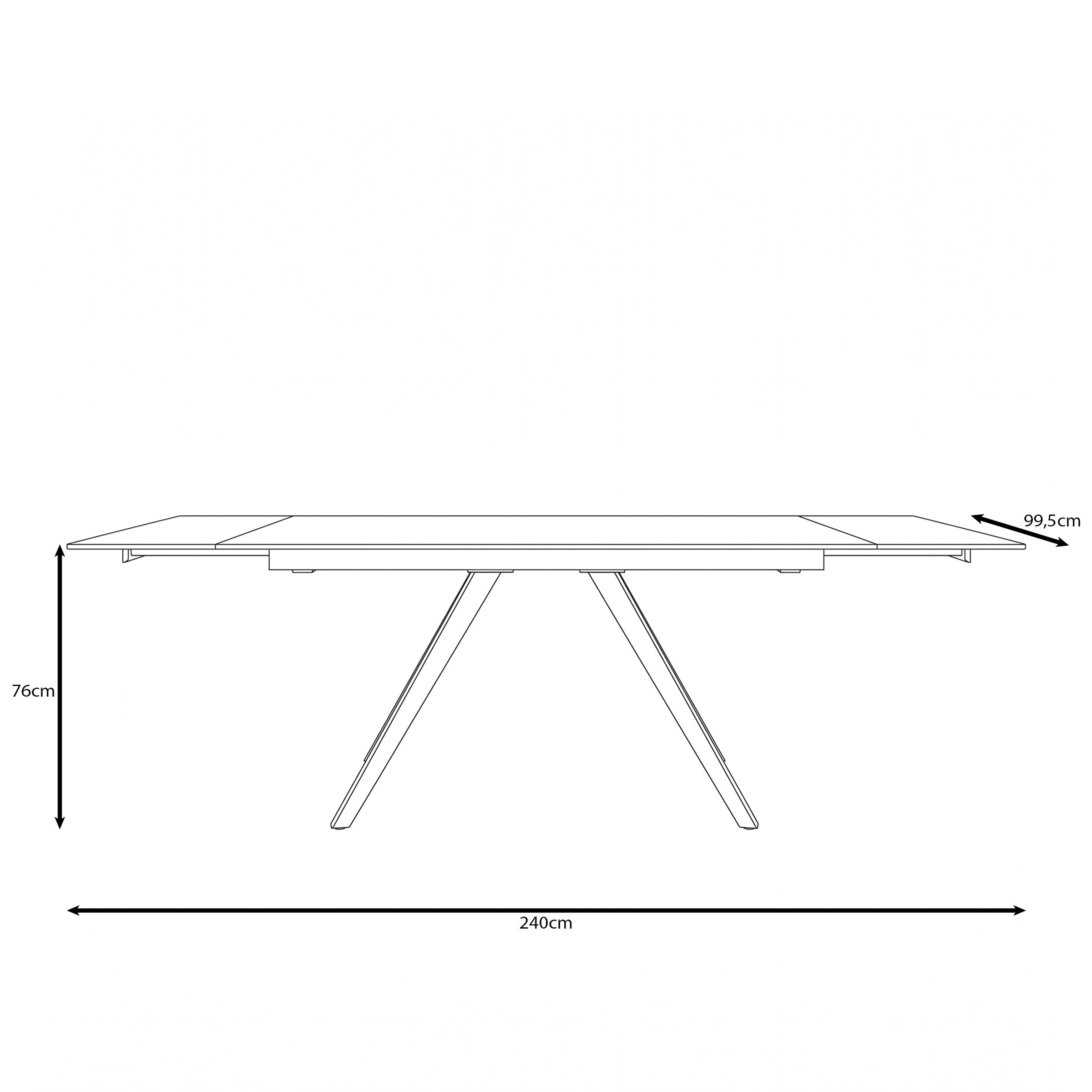 Kokomo - Eetkamertafel - Zwart keramiek - Uitschuifbaar - 165x100x76 cm