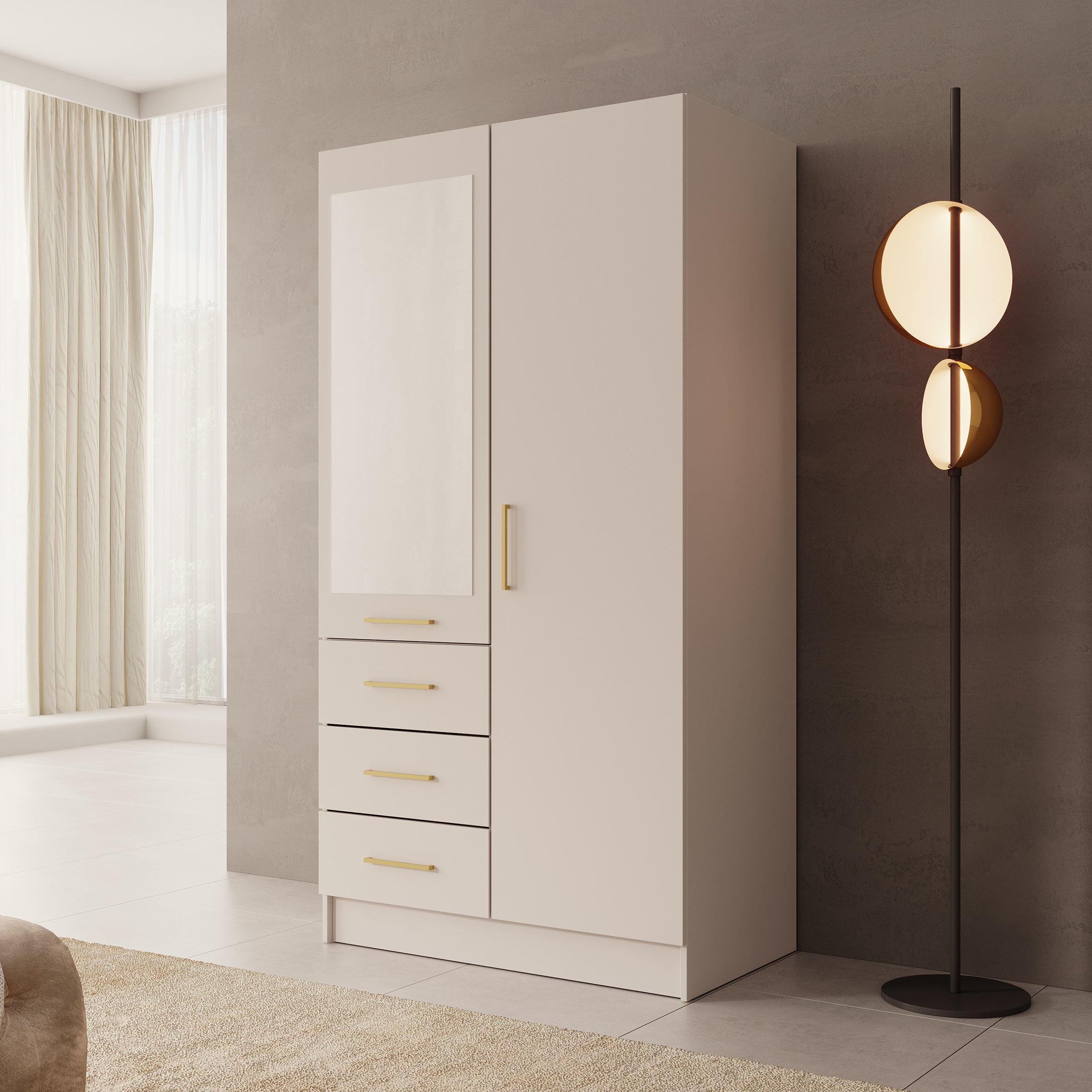 Komodo - Kledingkast met 2 deuren - Beige - 101x61x201 cm