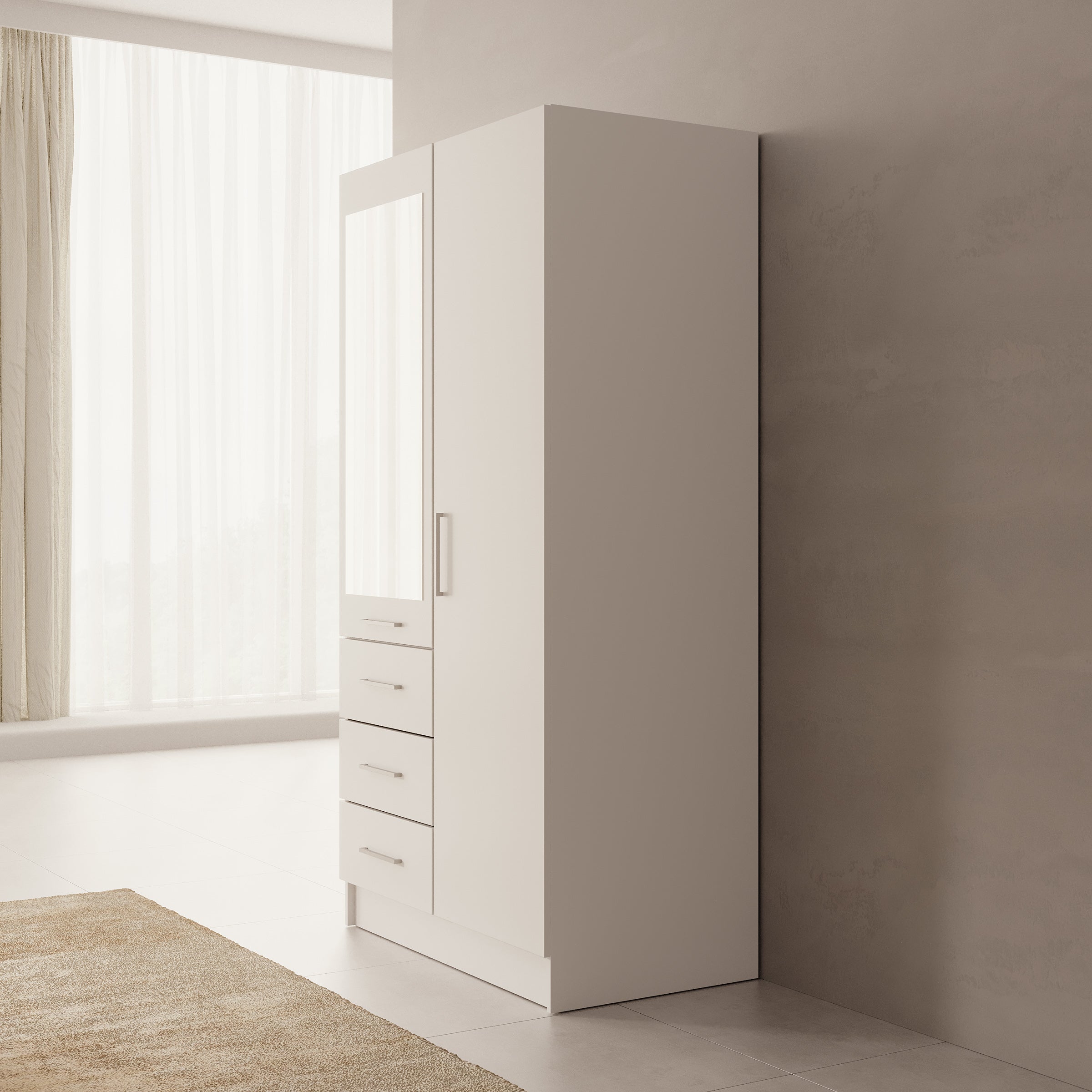 Komodo - Kledingkast met 2 deuren - Wit - 101x61x201 cm