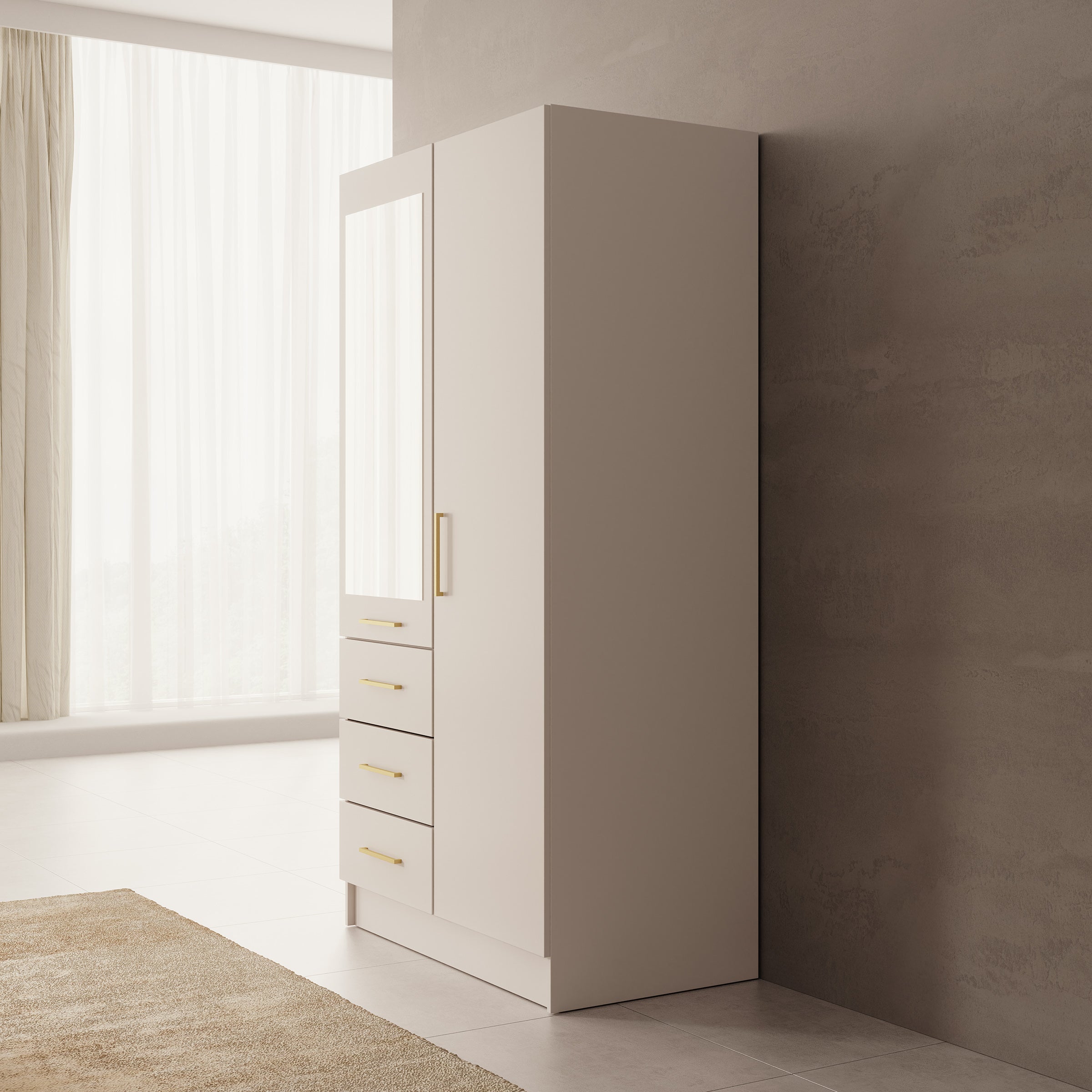 Komodo - Kledingkast met 2 deuren - Beige - 101x61x201 cm