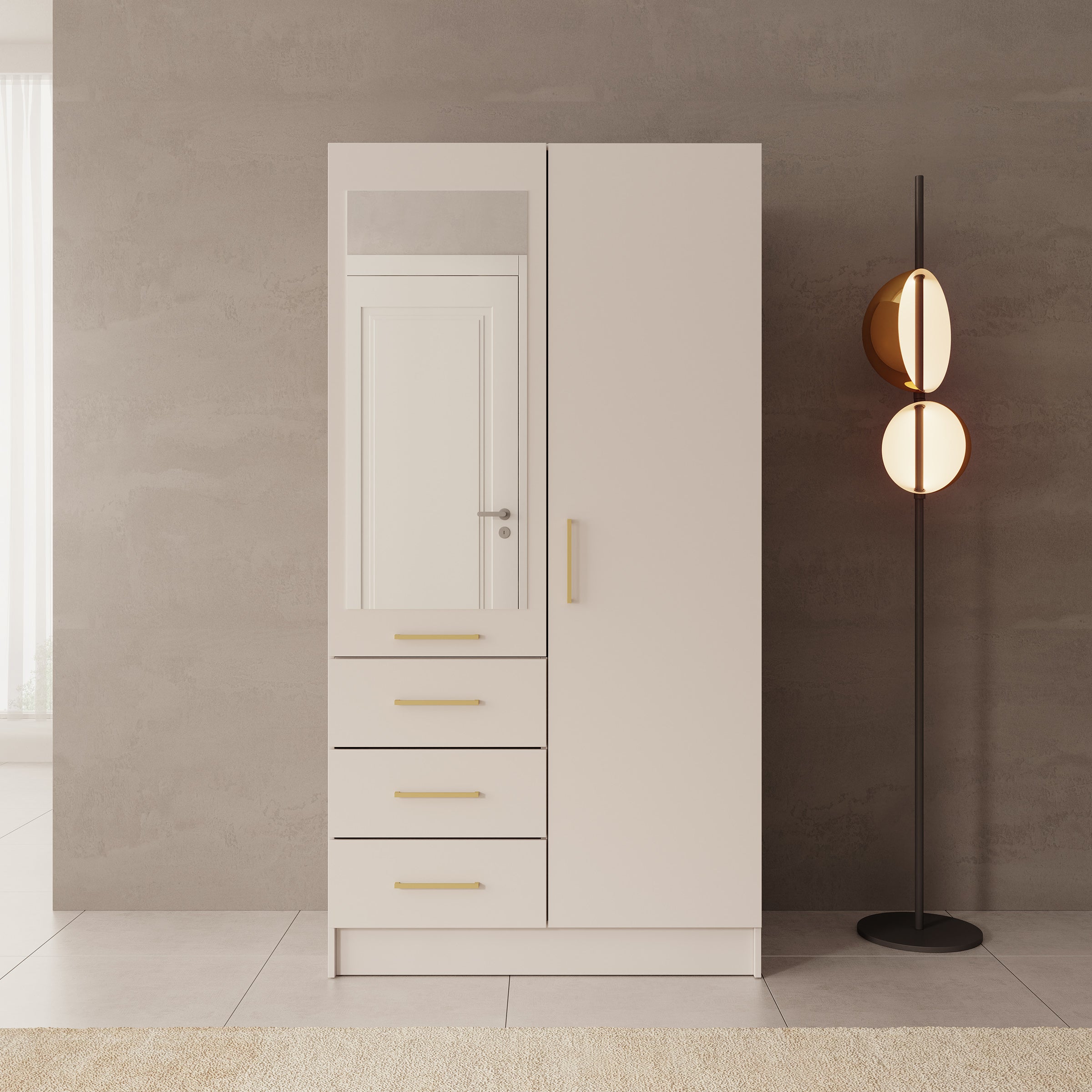 Komodo - Kledingkast met 2 deuren - Beige - 101x61x201 cm