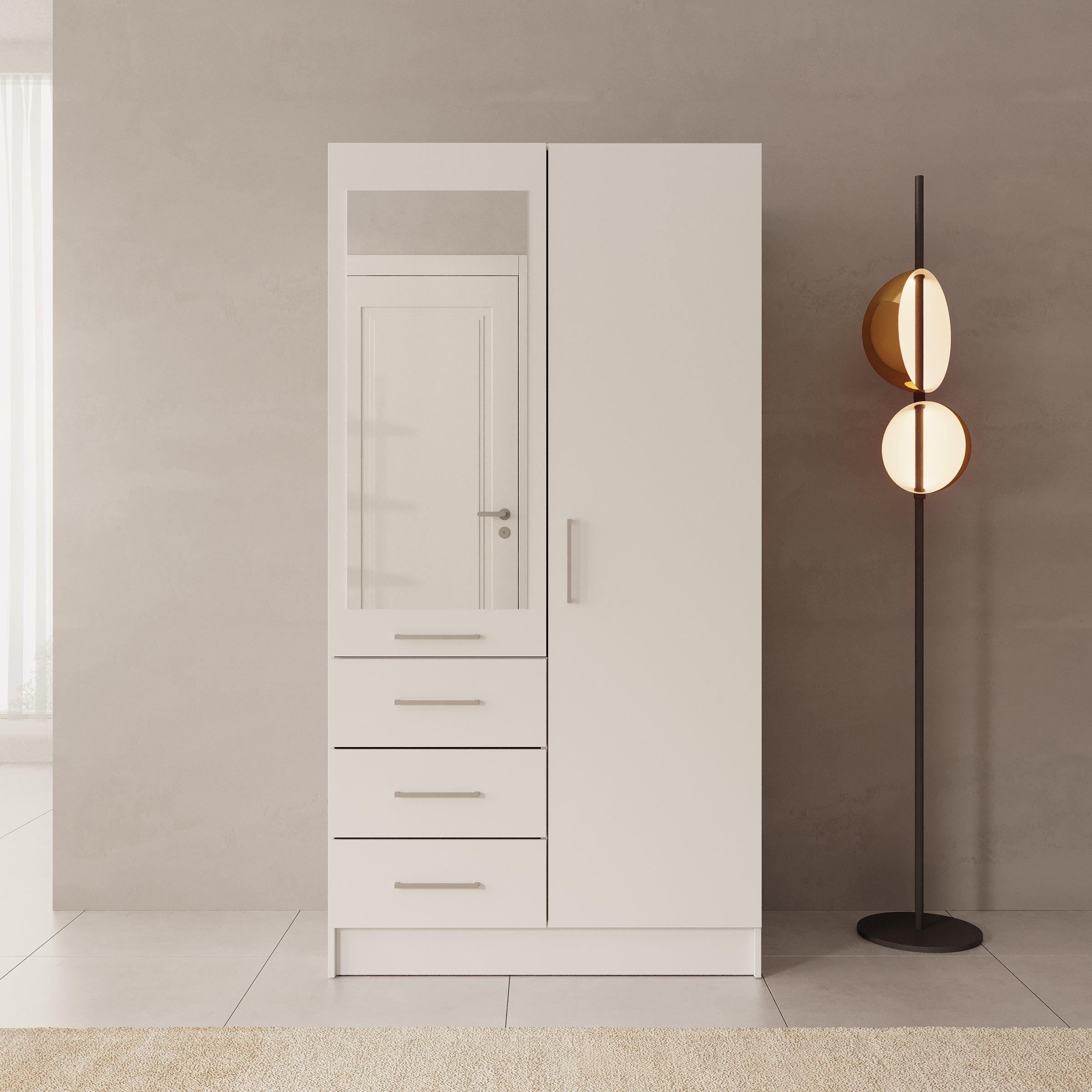 Komodo - Kledingkast met 2 deuren - Wit - 101x61x201 cm