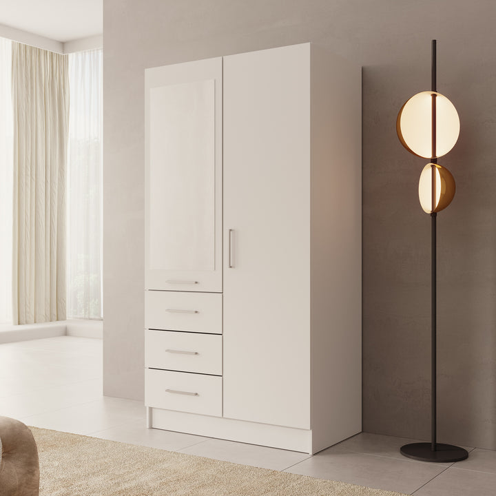 Komodo - Kledingkast met 2 deuren - Wit - 101x61x201 cm