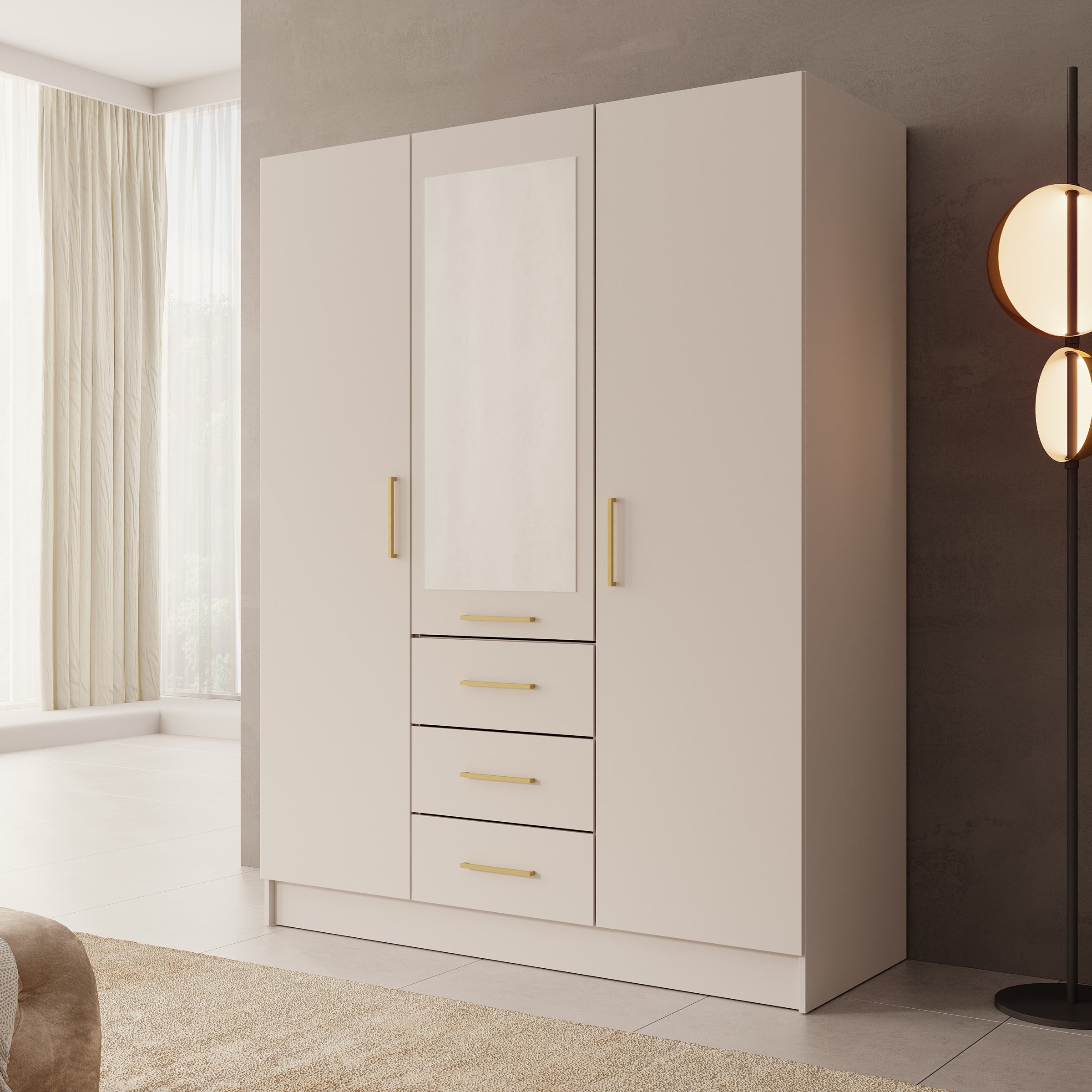 Komodo - Kledingkast met 3 deuren - Beige - 151x61x201 cm