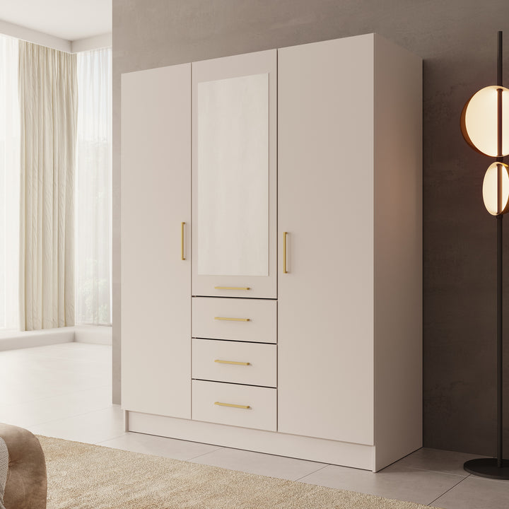 Komodo - Kledingkast met 3 deuren - Beige - 151x61x201 cm