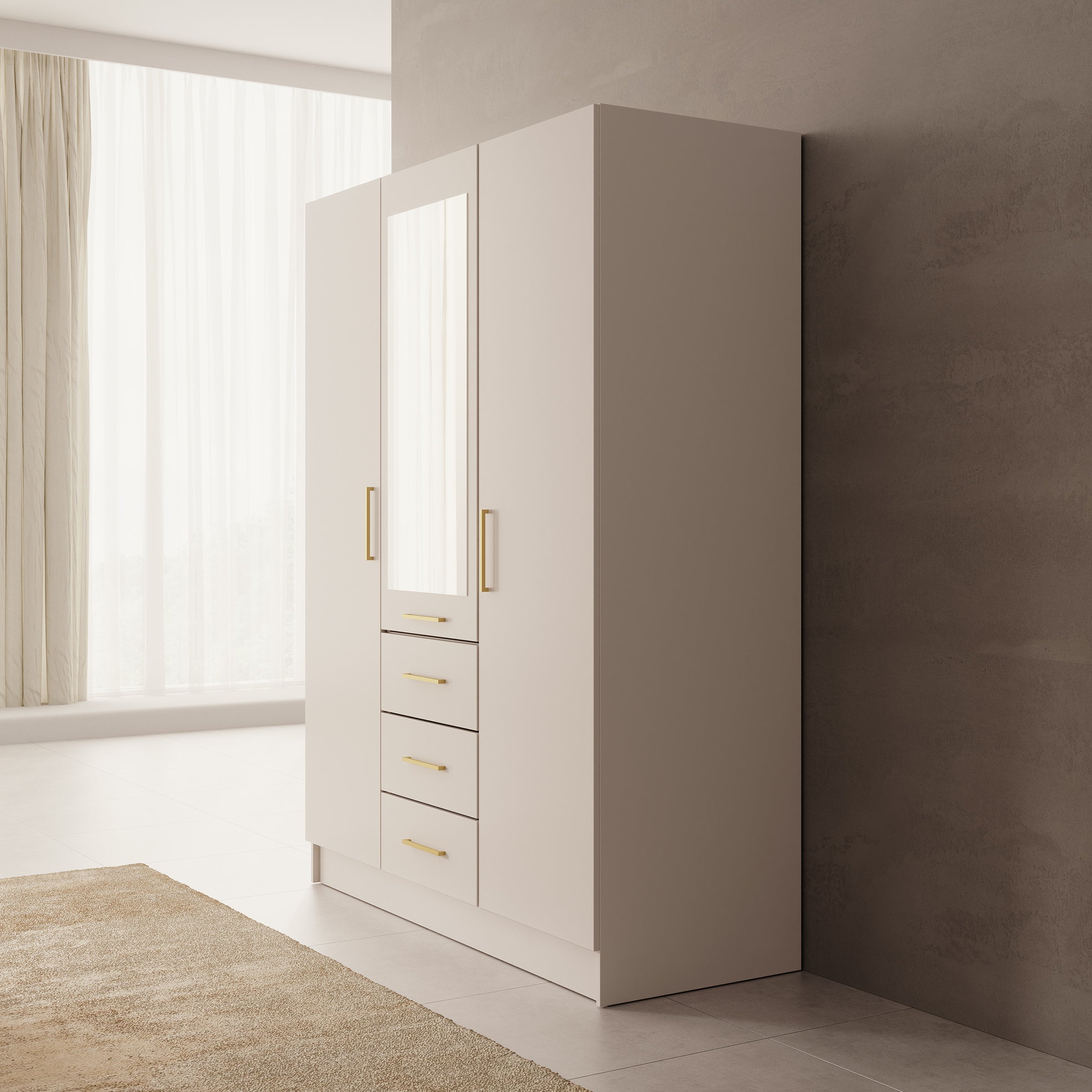 Komodo - Kledingkast met 3 deuren - Beige - 151x61x201 cm