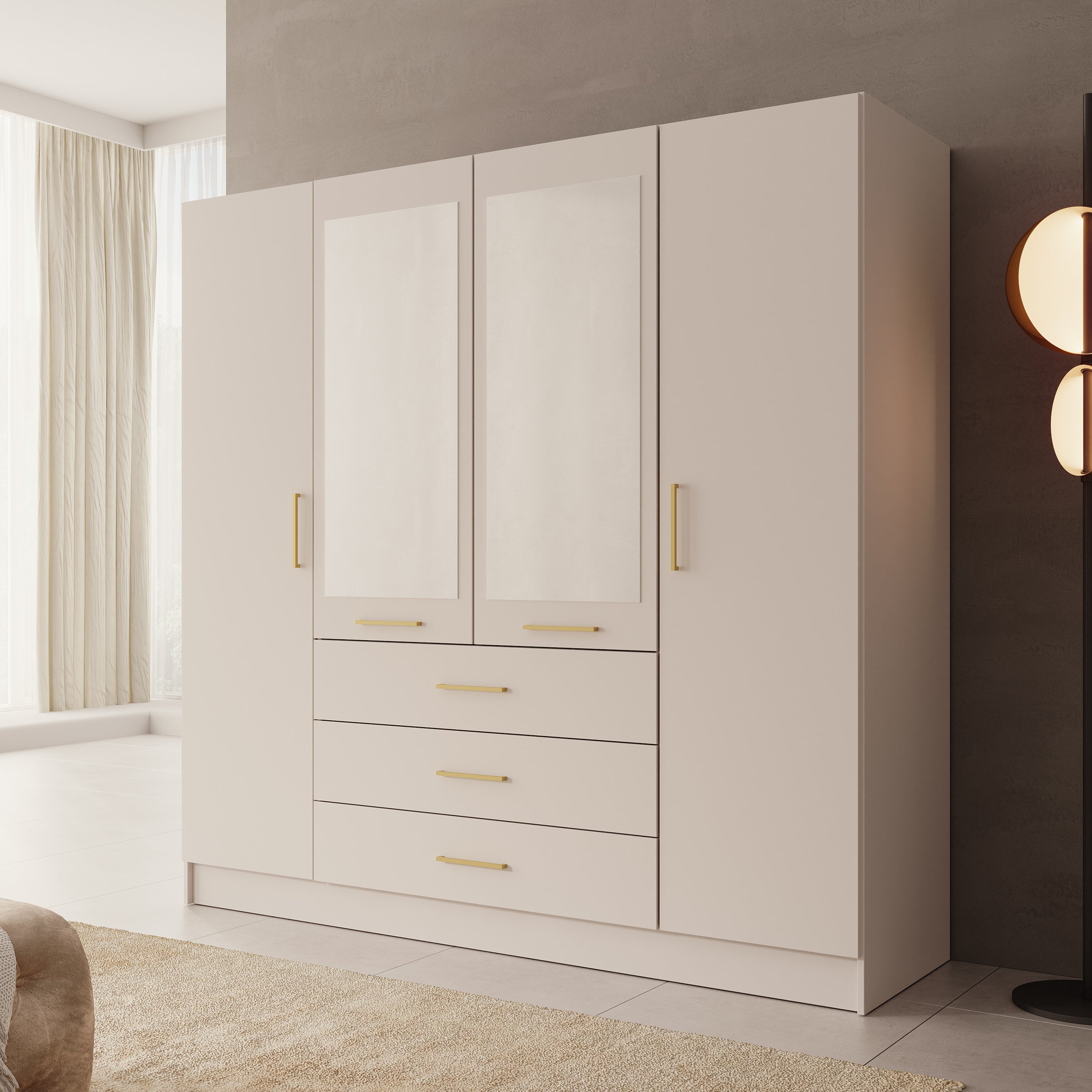 Komodo - Kledingkast met 4 deuren - Beige - 200x61x201 cm