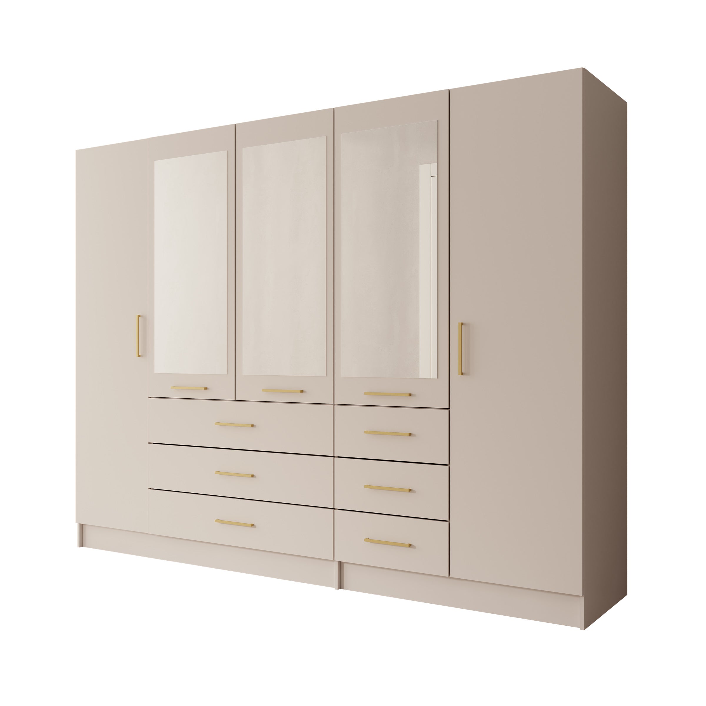 Komodo - Kledingkast met 5 deuren - Beige - 250x61x201 cm