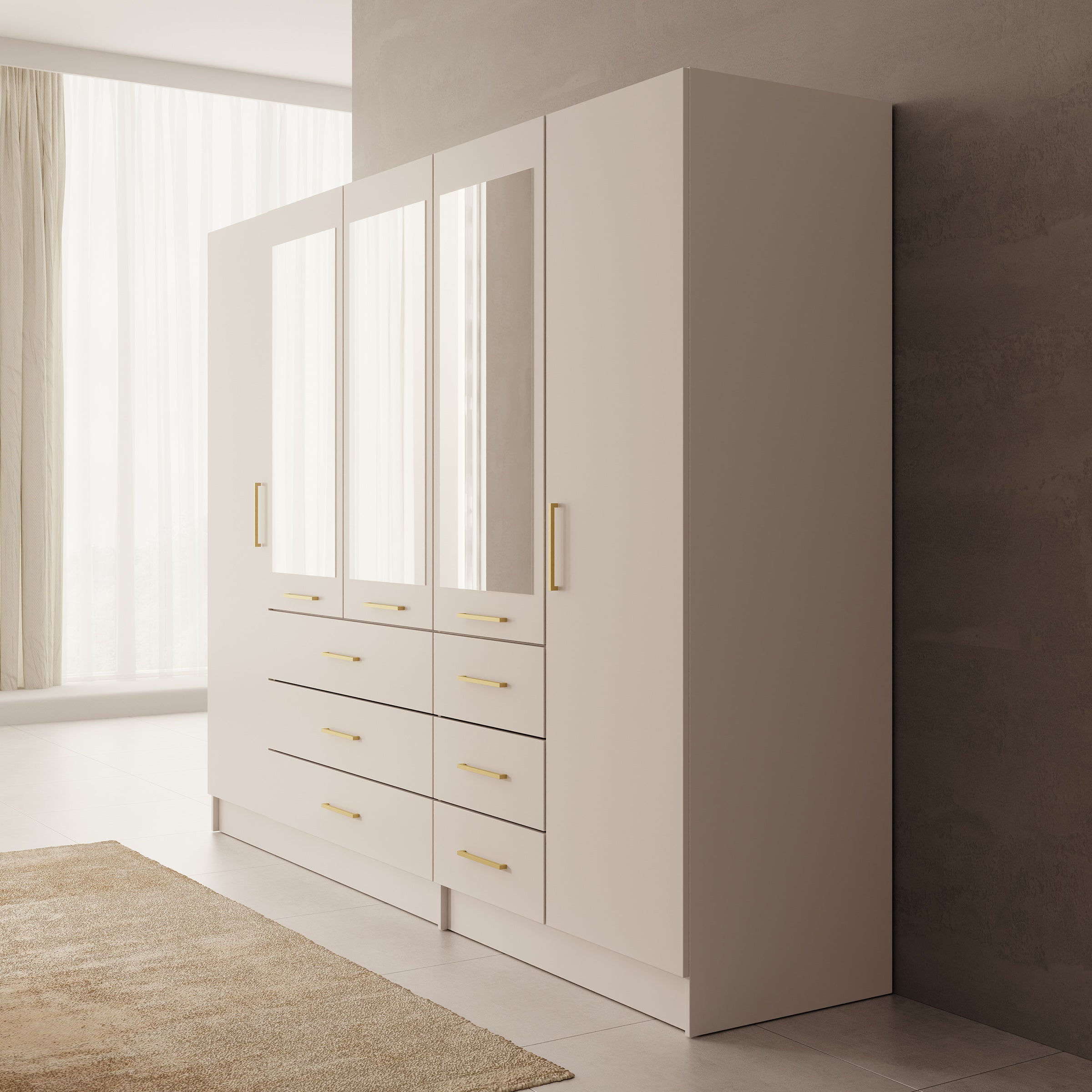 Komodo - Kledingkast met 5 deuren - Beige - 250x61x201 cm