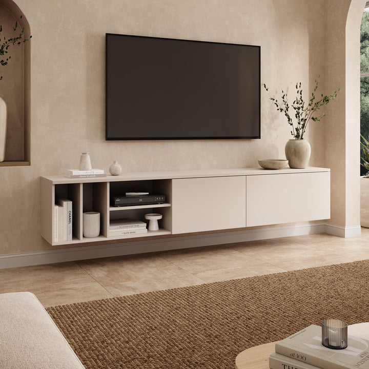 Koraal - TV-Meubel - Staand of hangend - Beige - 220x37x42 cm