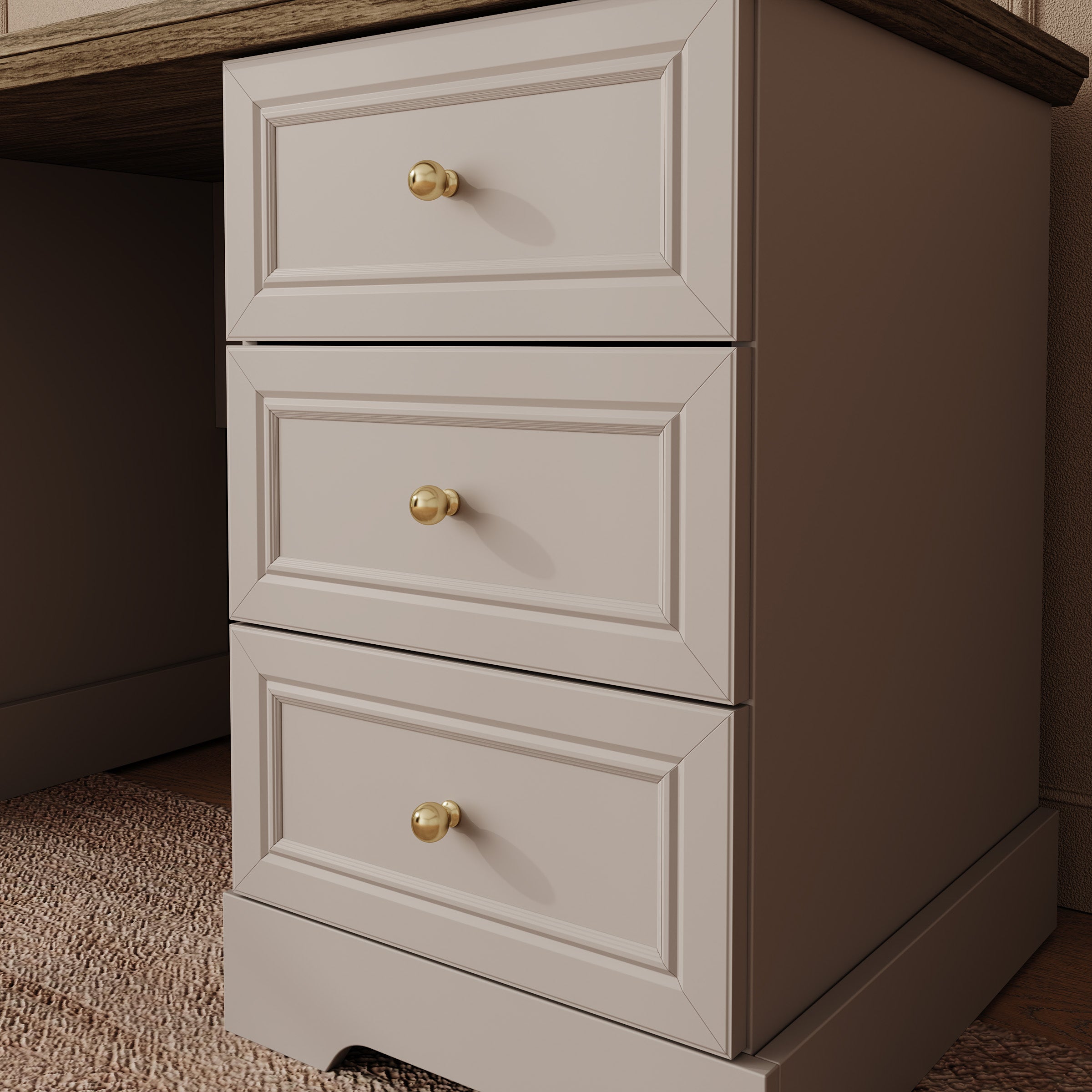 Kresto - Bureau - Beige/Eikenpatroon - 145x57x72 cm