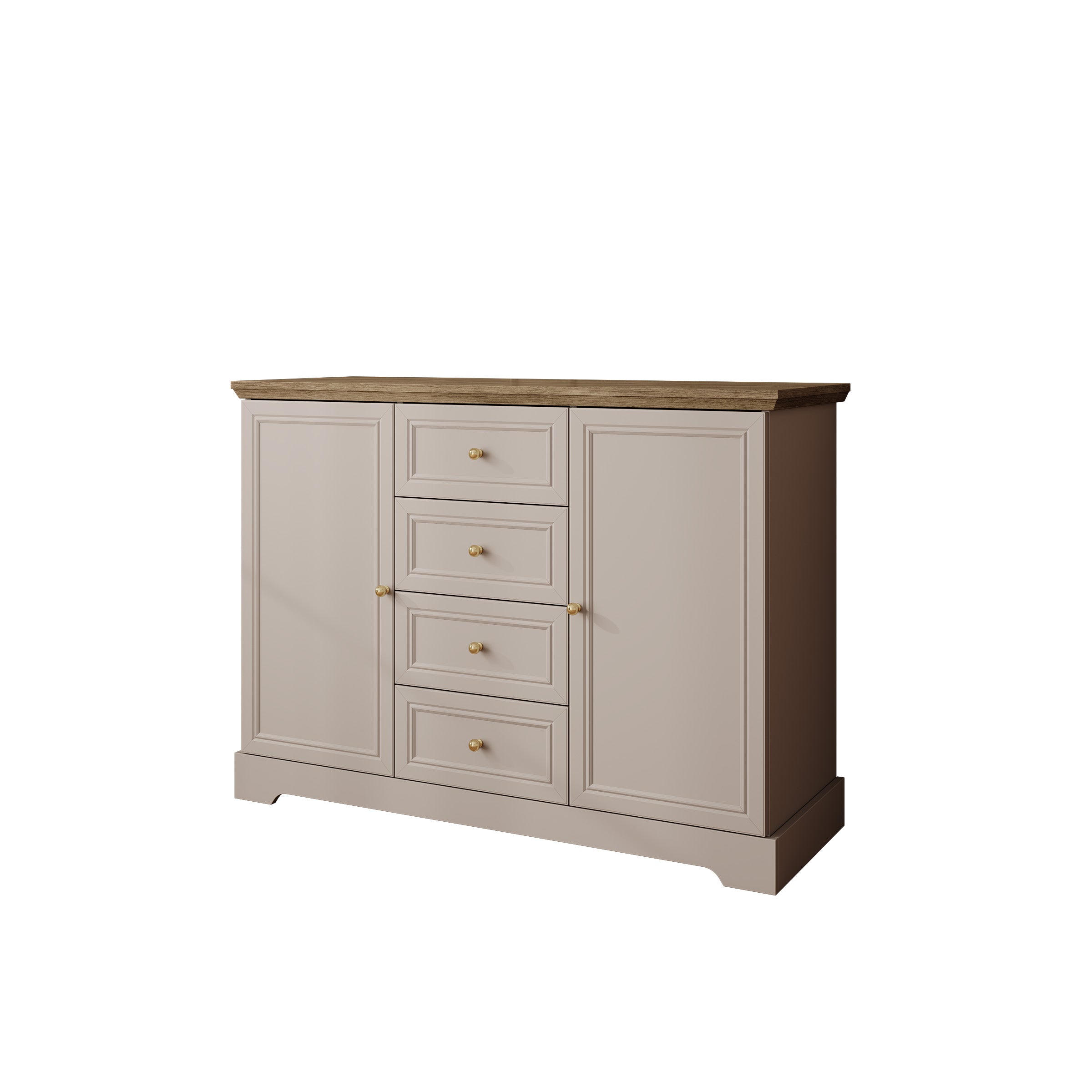 Kresto - Dressoir - Beige/Eikenpatroon - 125x46x92 cm