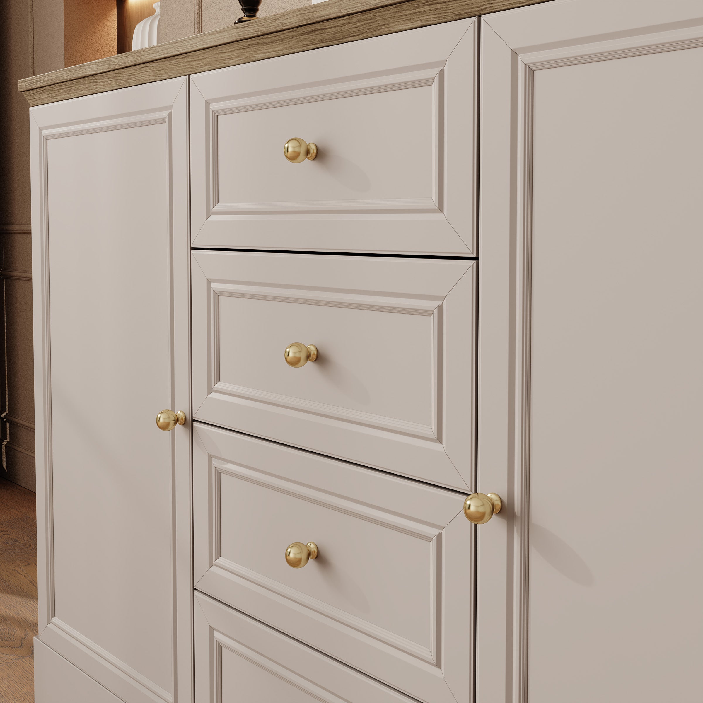 Kresto - Dressoir - Beige/Eikenpatroon - 125x46x92 cm