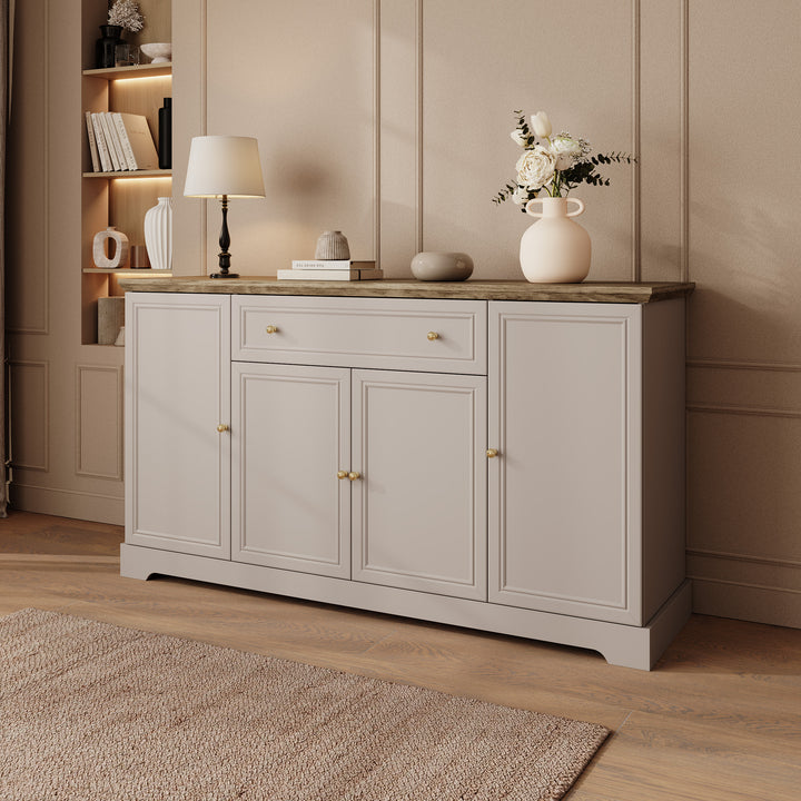 Kresto - Dressoir - Beige/Eikenpatroon - 165x46x91 cm