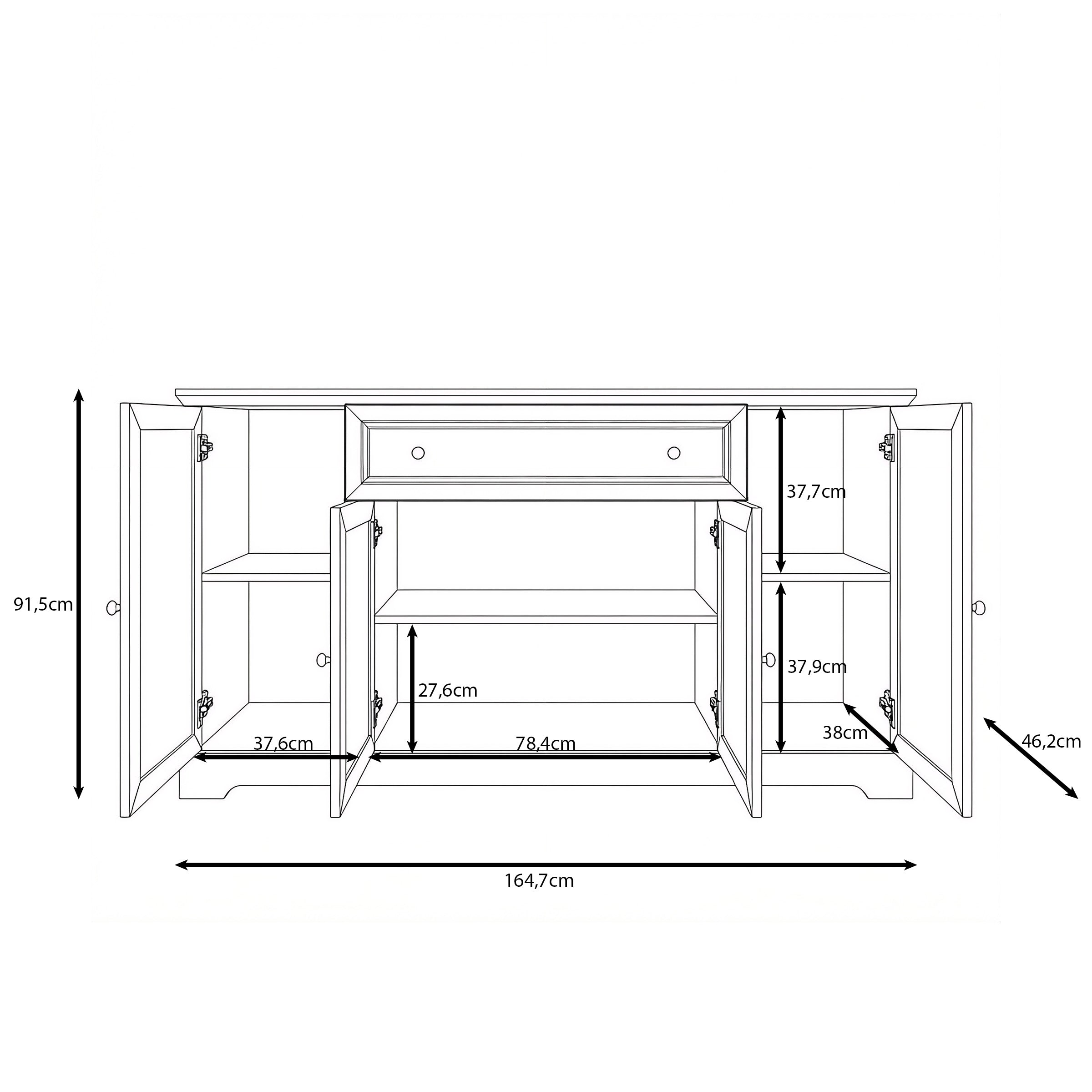Kresto - Dressoir - Beige/Eikenpatroon - 165x46x91 cm