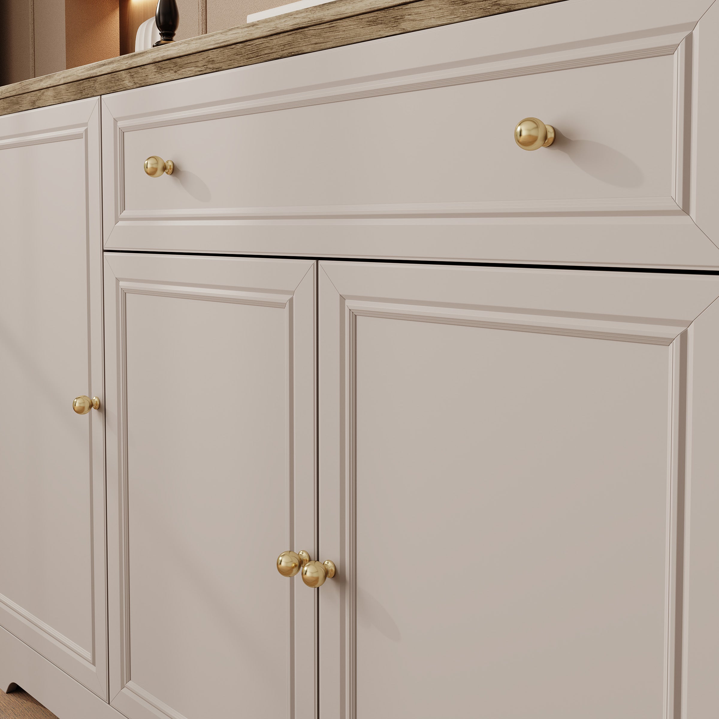 Kresto - Dressoir - Beige/Eikenpatroon - 165x46x91 cm