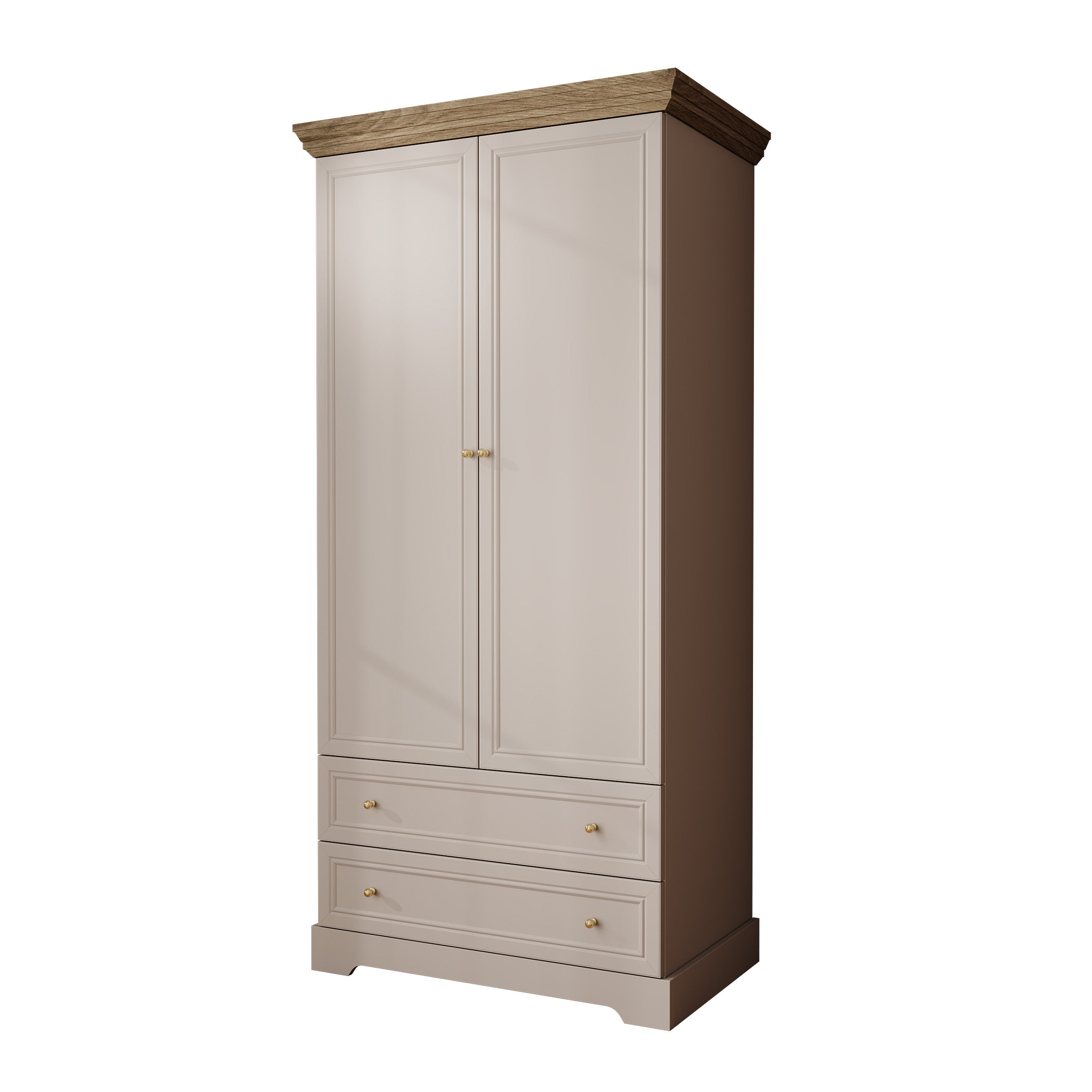 Kresto - Kledingkast - Beige/Eikenpatroon - 89x55x189 cm