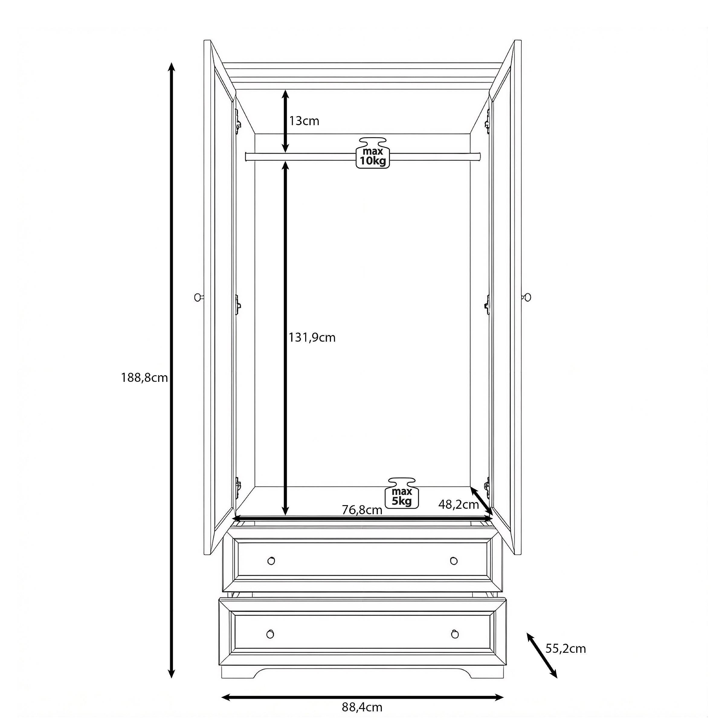 Kresto - Kledingkast - Beige/Eikenpatroon - 89x55x189 cm