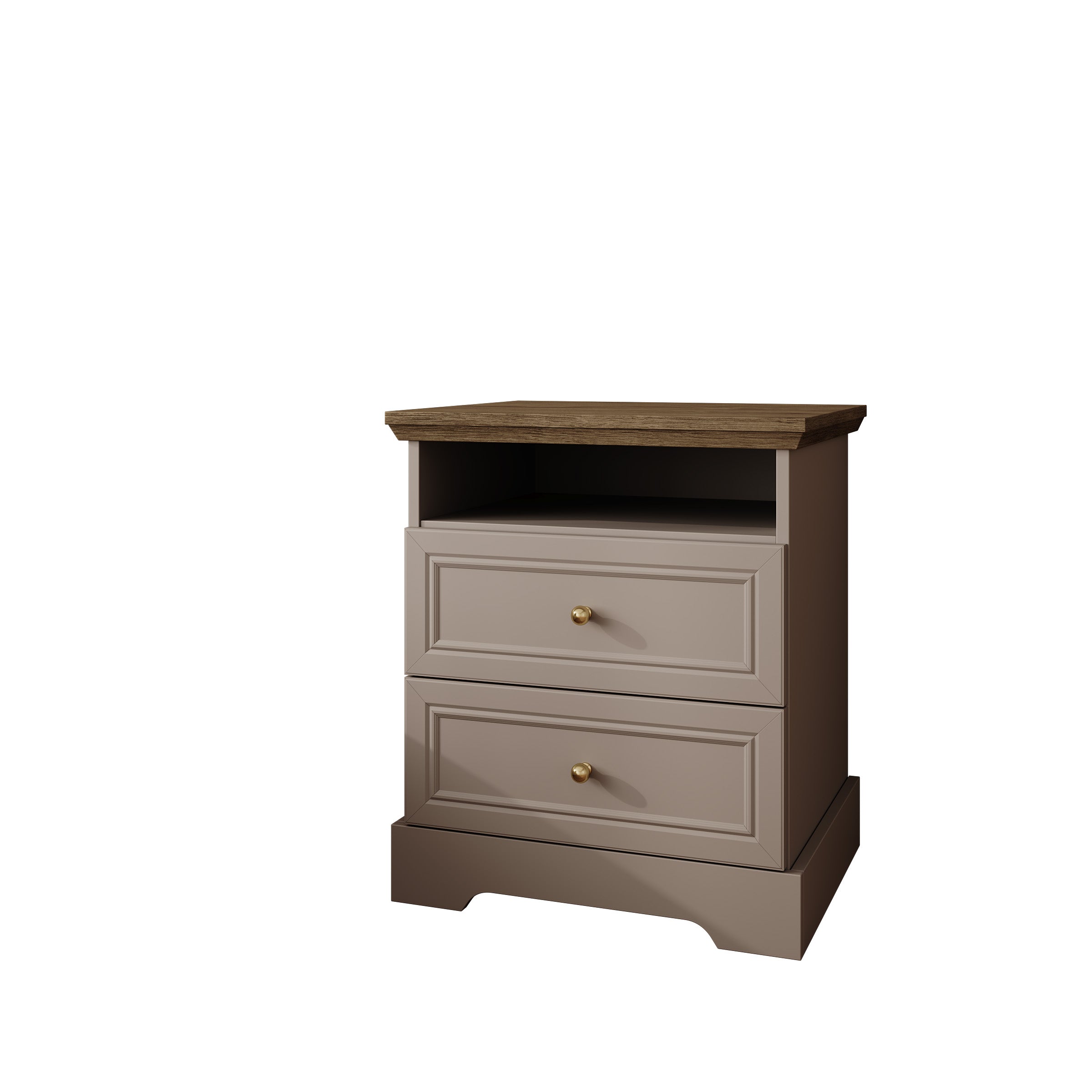 Kresto - Nachtkastje - Beige/Eikenpatroon - 55x38x63 cm