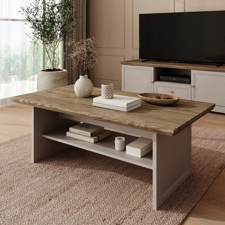 Kresto - Salontafel - Beige/Eikenpatroon - 125x65x48 cm
