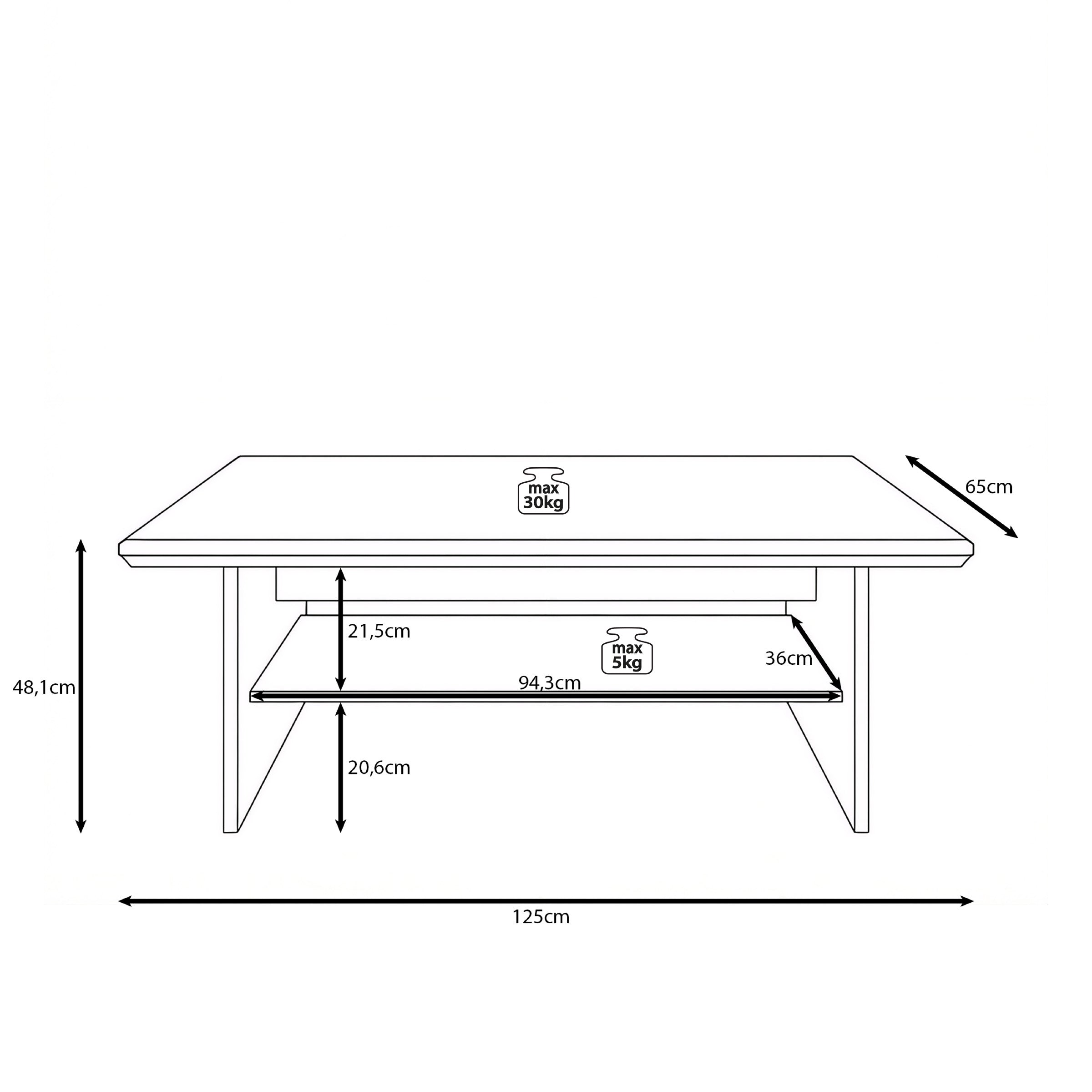 Kresto - Salontafel - Beige/Eikenpatroon - 125x65x48 cm