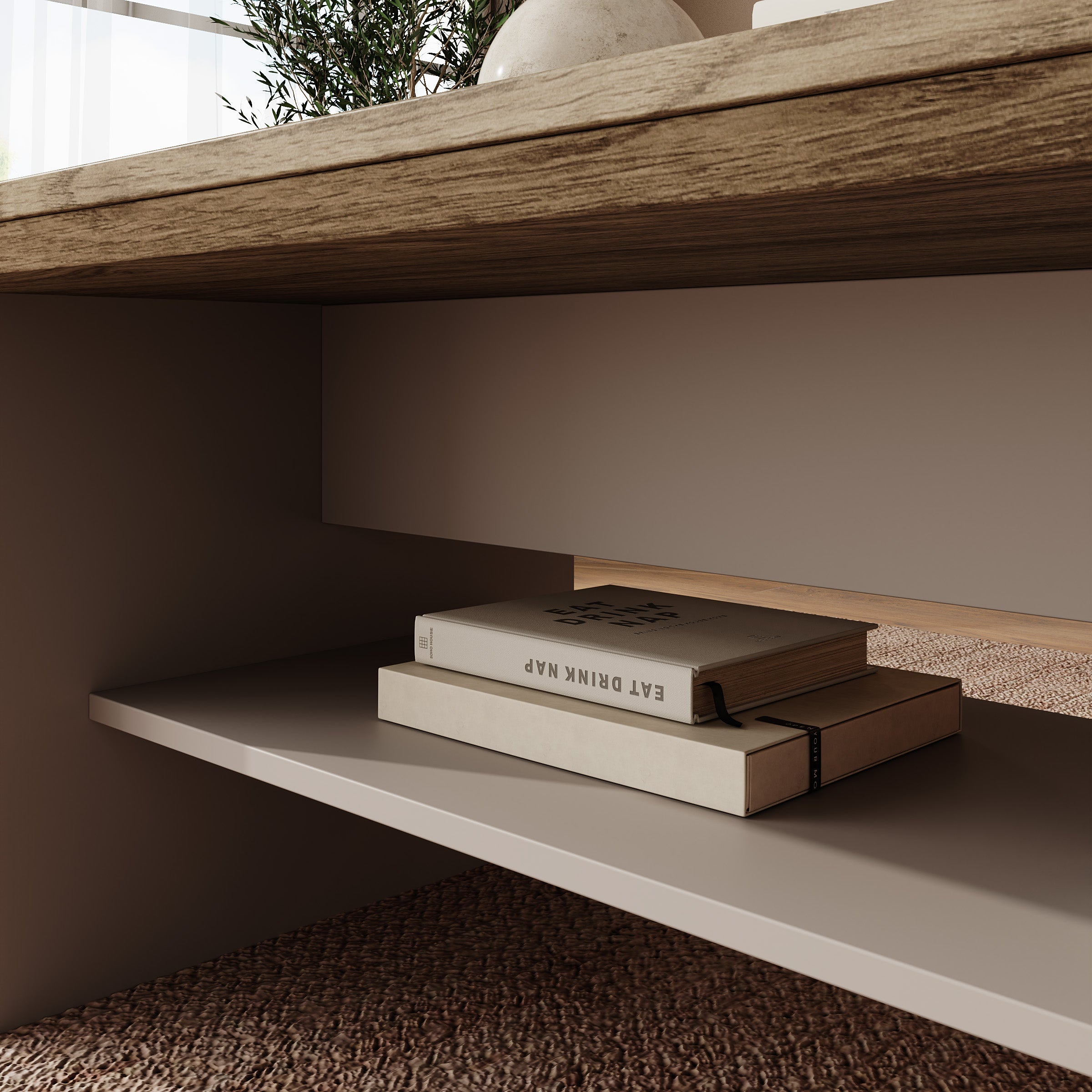 Kresto - Salontafel - Beige/Eikenpatroon - 125x65x48 cm