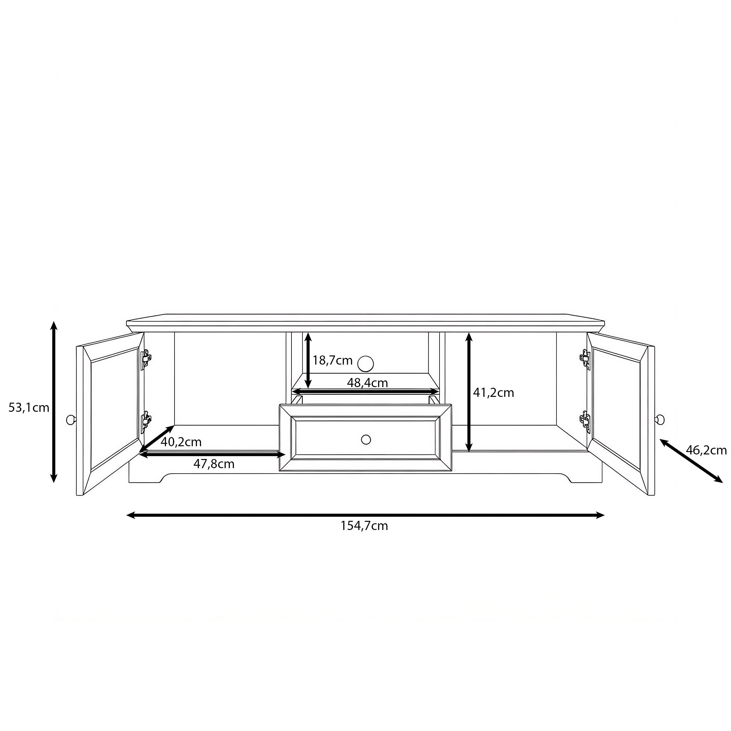 Kresto - TV-Meubel - Beige/Eikenpatroon - 155x46x53 cm