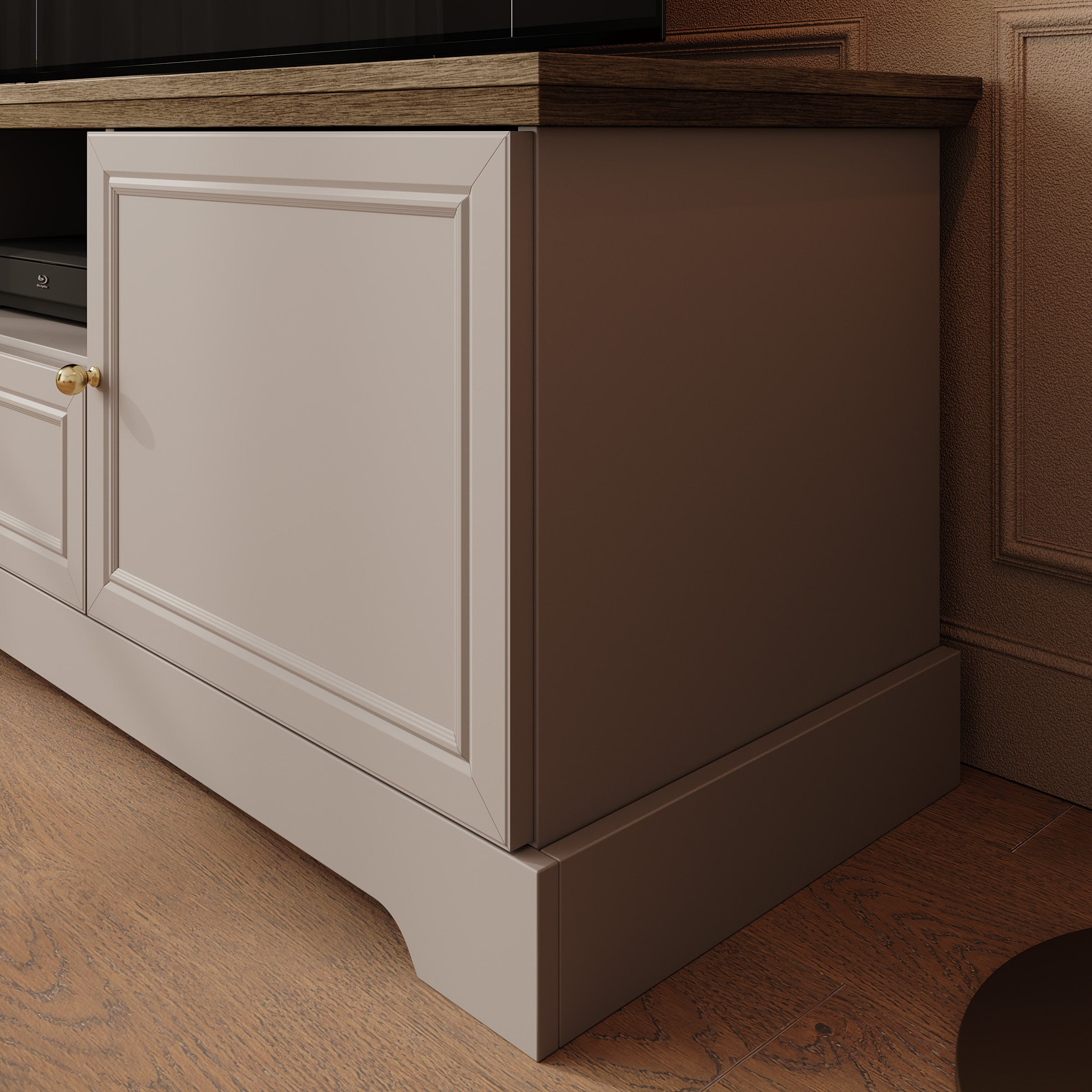 Kresto - TV-Meubel - Beige/Eikenpatroon - 155x46x53 cm