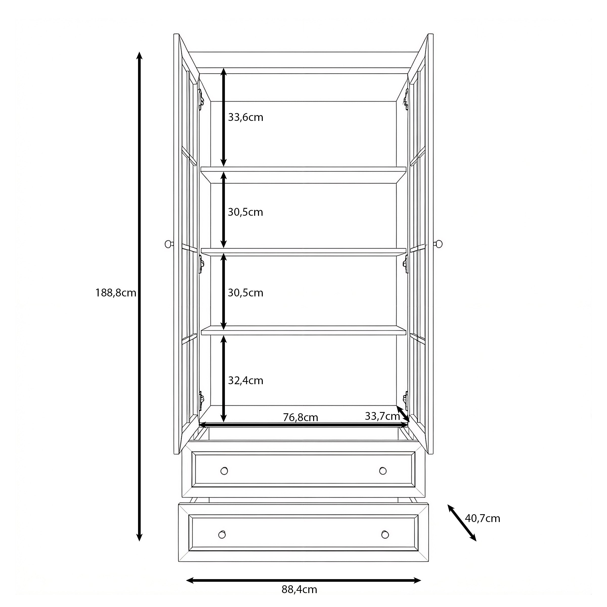 Kresto - Vitrinekast - Beige/Eikenpatroon - 89x41x189 cm