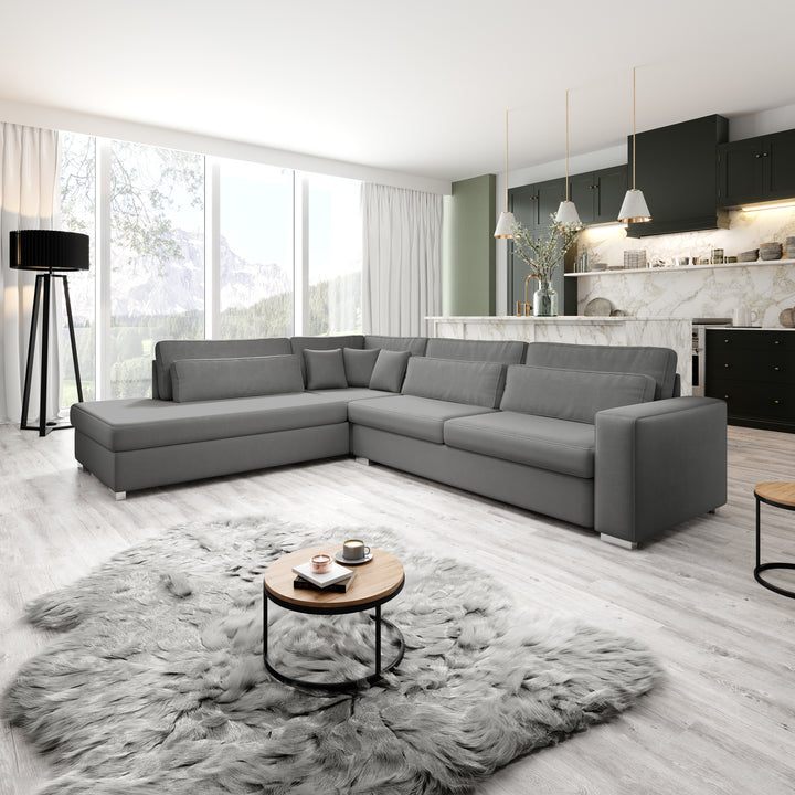 Kristina - Hoekbank 5-zits - Grijs velvet - Links - 320x245x88 cm