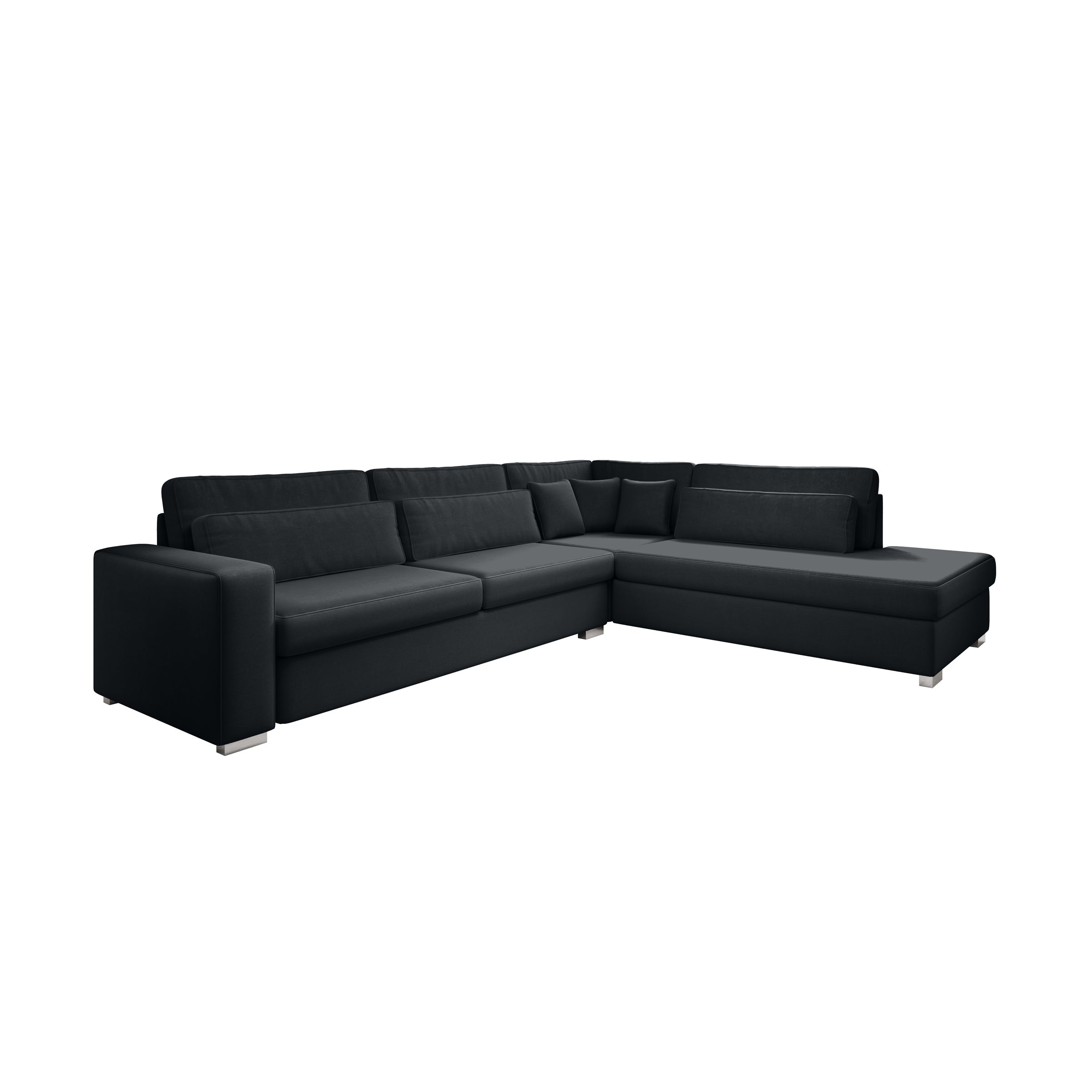 Kristina - Hoekbank 5-zits - Zwart velvet - Rechts - 320x245x88 cm