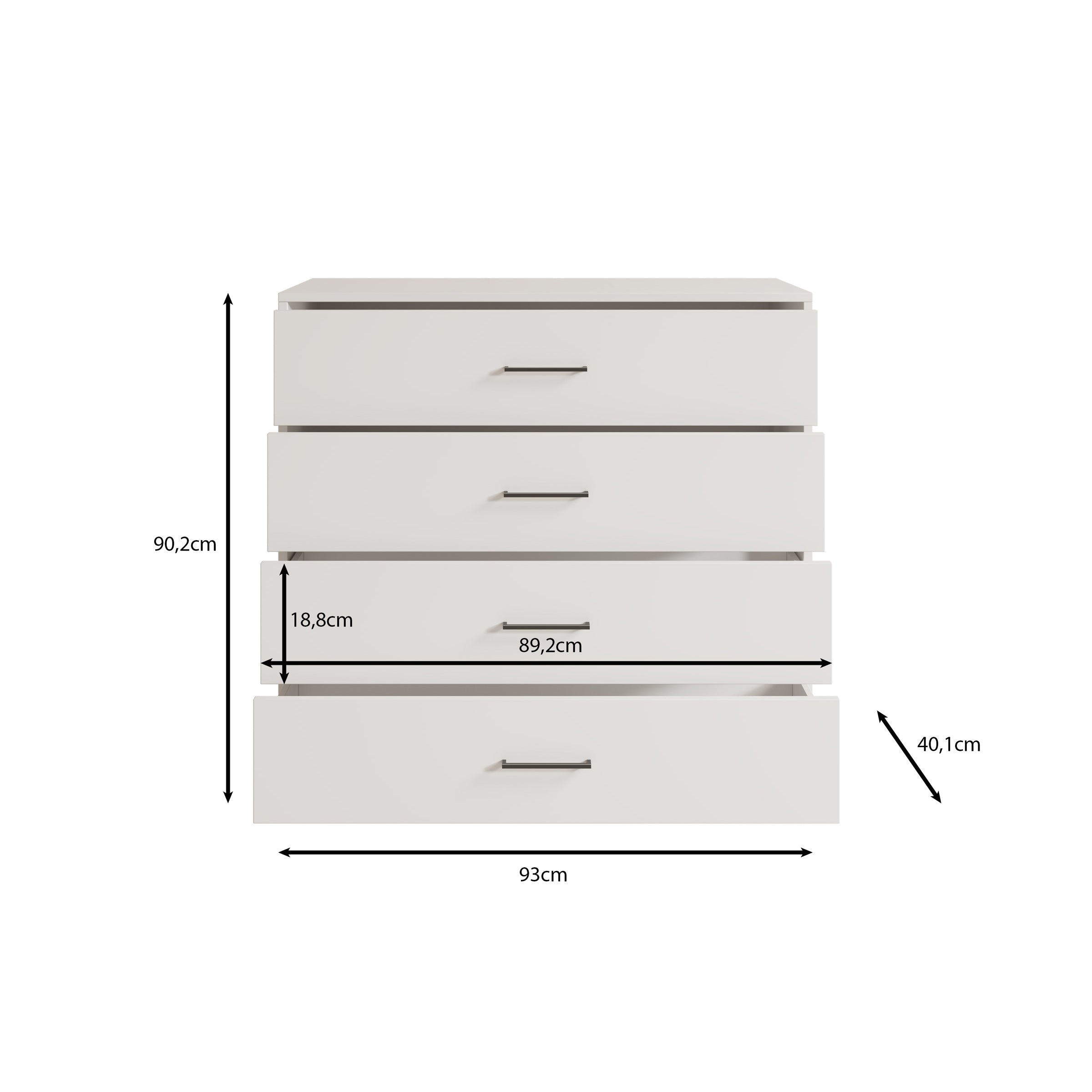 Ladekast Vidor - Wit - 93x40x90 cm