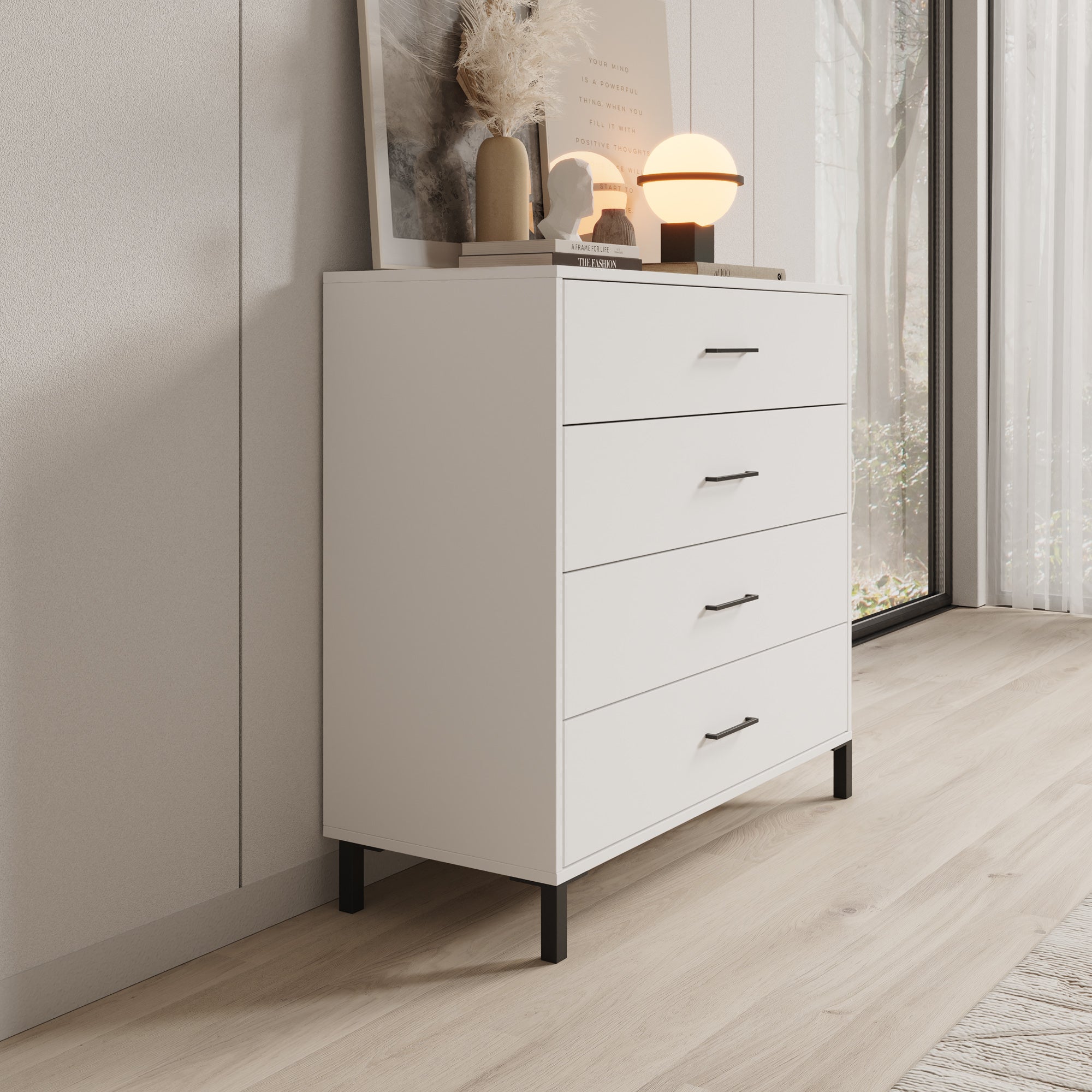 Ladekast Vidor - Wit - 93x40x90 cm