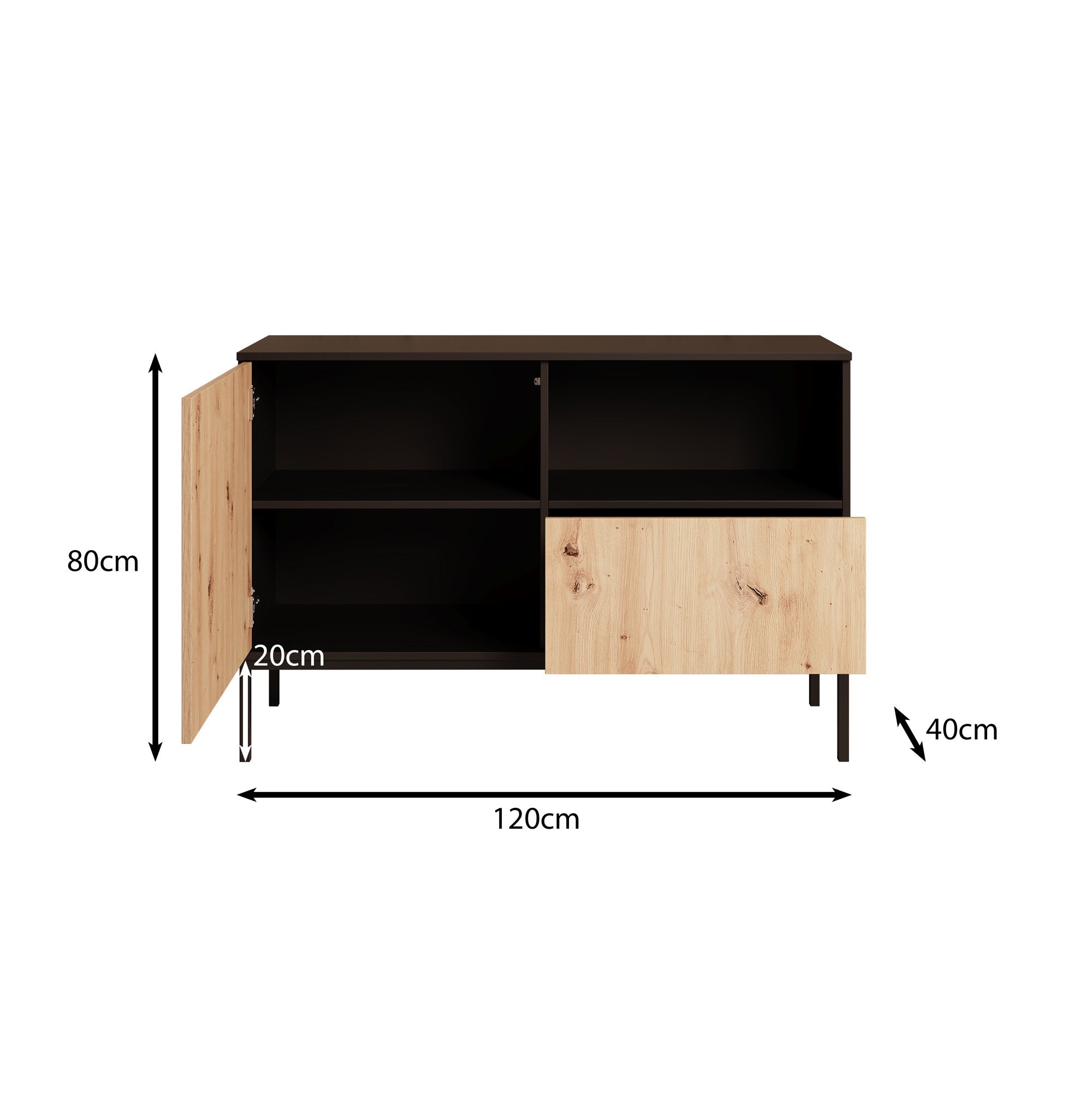 Lagos  - Dressoir - Zwart - 120x40x80 cm