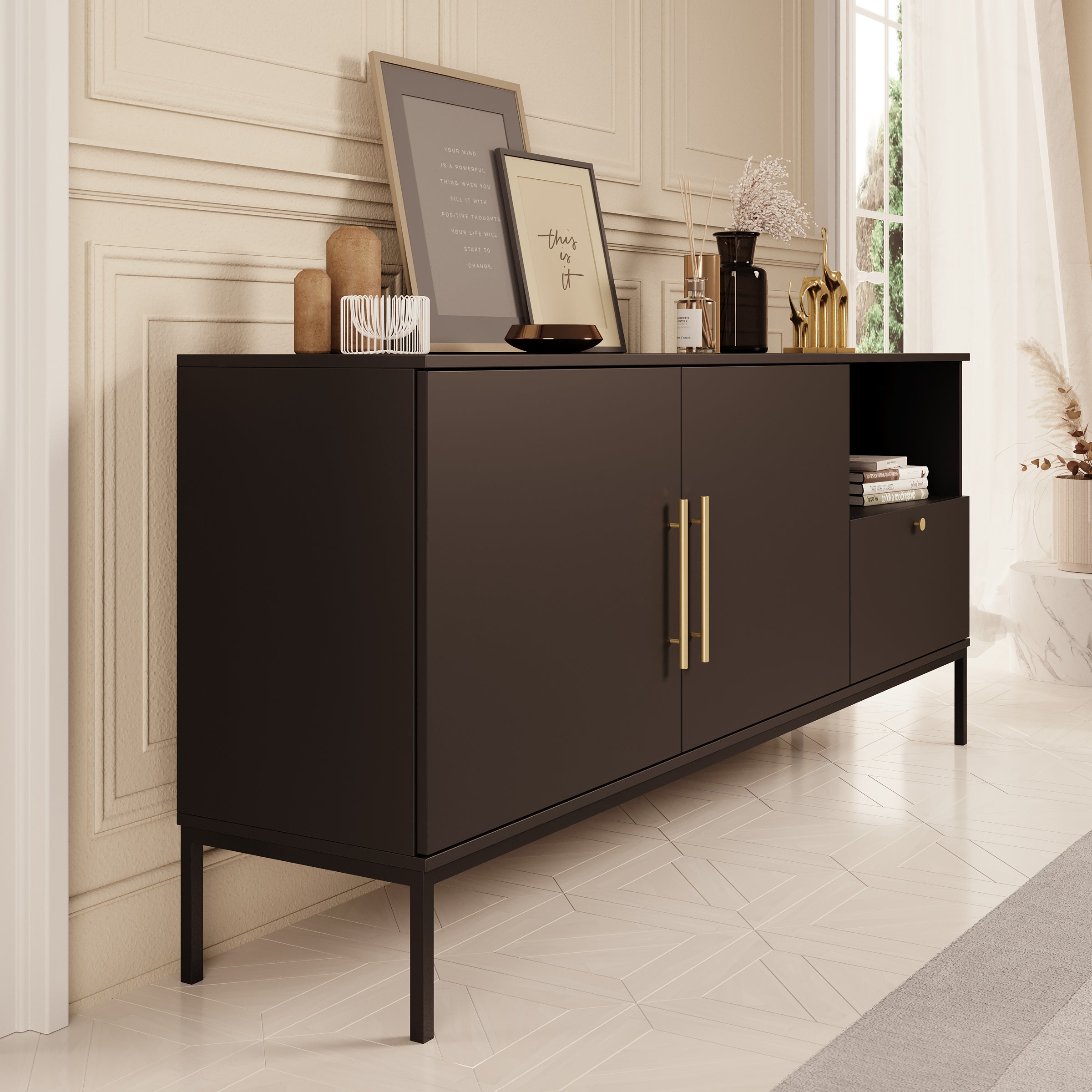 Lagos  - Dressoir - Zwart - 180x40x80 cm