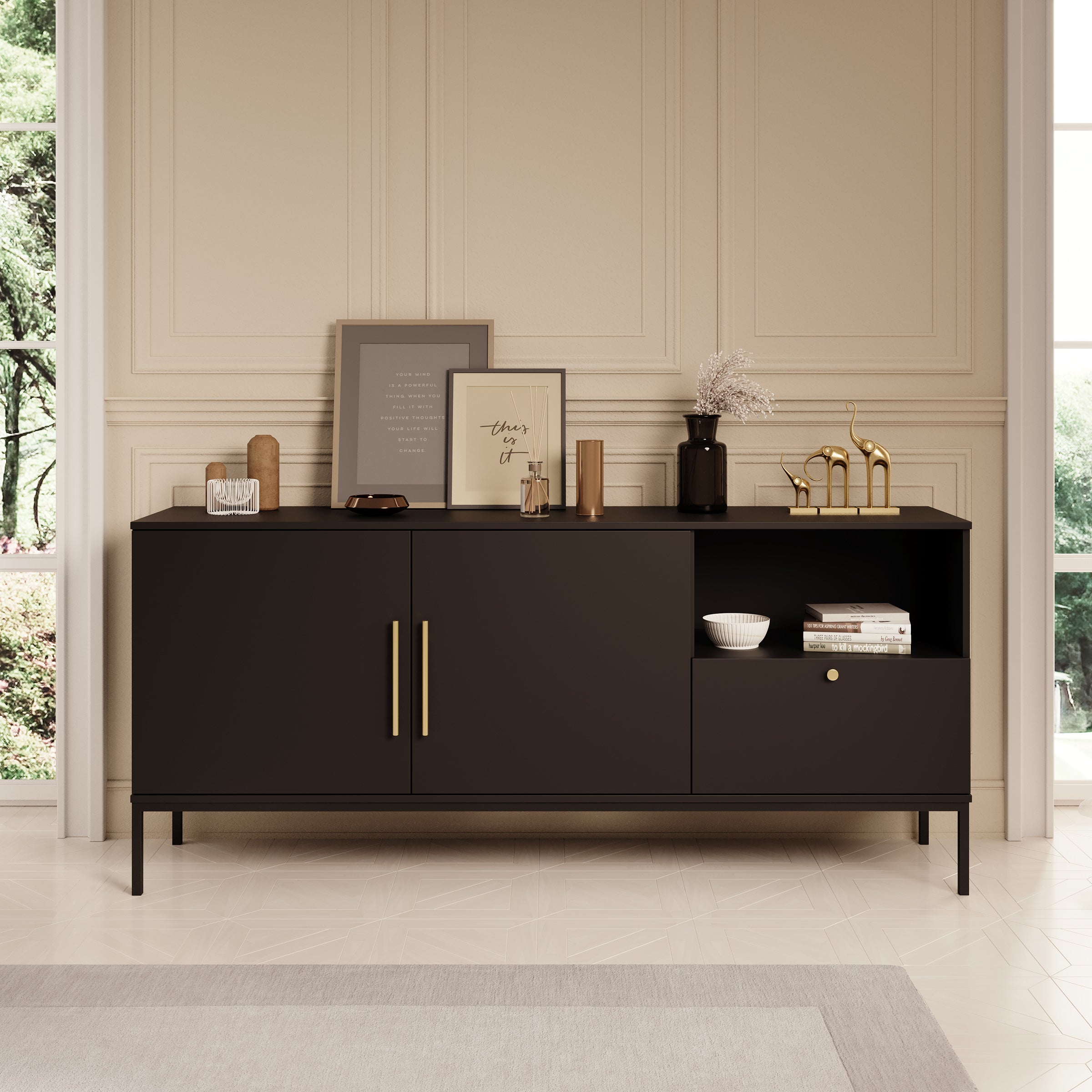 Lagos  - Dressoir - Zwart - 180x40x80 cm