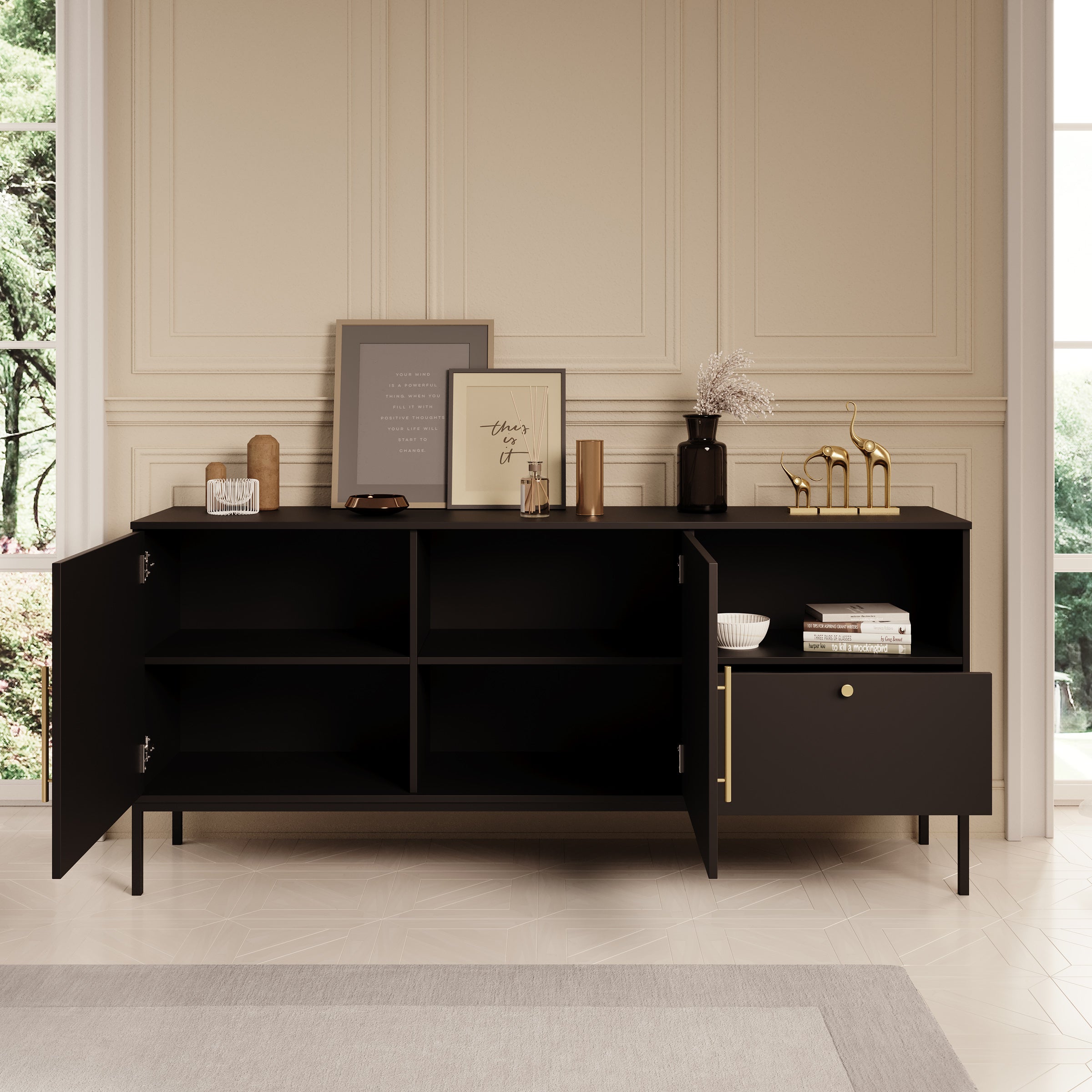 Lagos  - Dressoir - Zwart - 180x40x80 cm