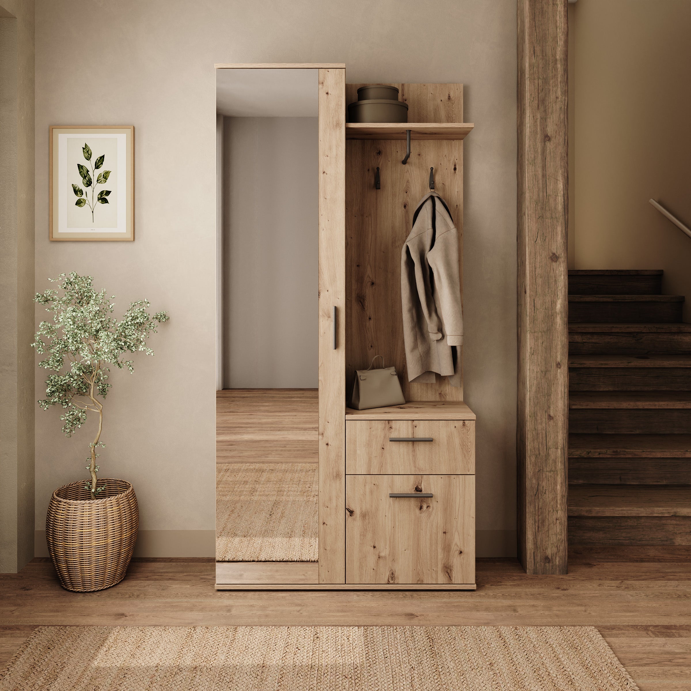 Lagun - Halkast - Eikenpatroon - 97x30x195 cm