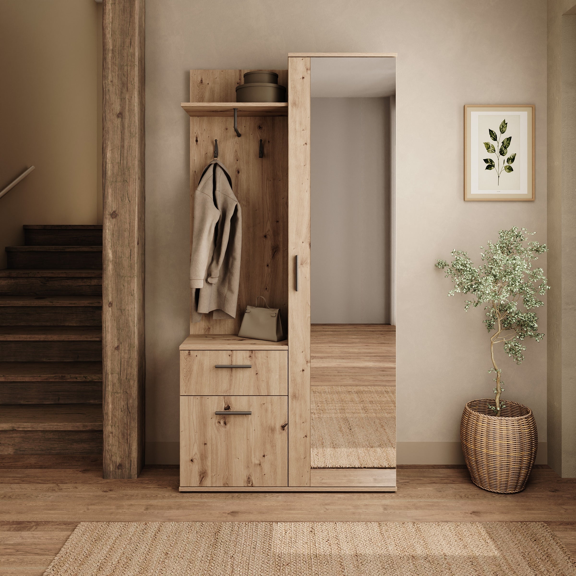Lagun - Halkast - Eikenpatroon - 97x30x195 cm