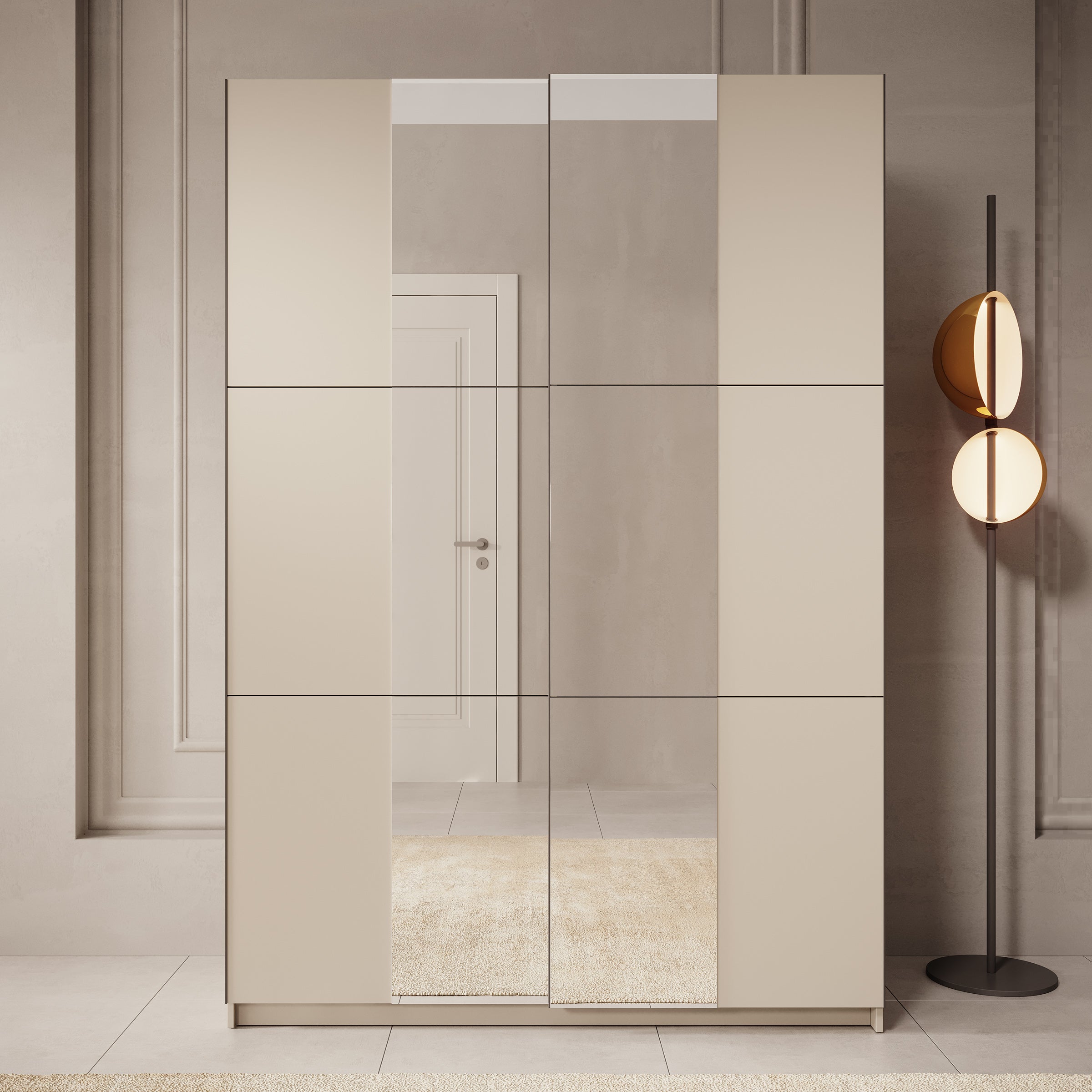 Landon - Kledingkast met schuifdeuren - Beige - 150x58x218 cm