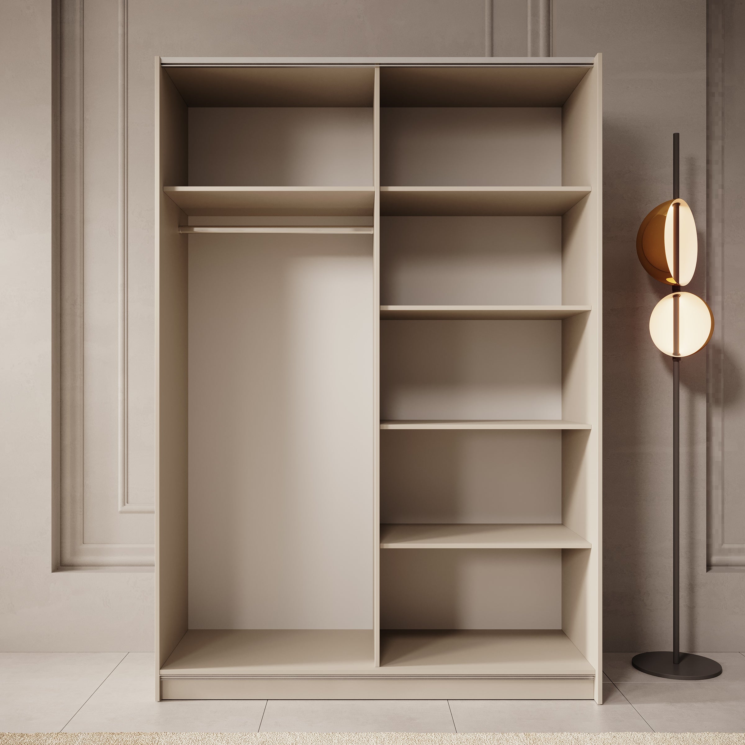 Landon - Kledingkast met schuifdeuren - Beige - 150x58x218 cm