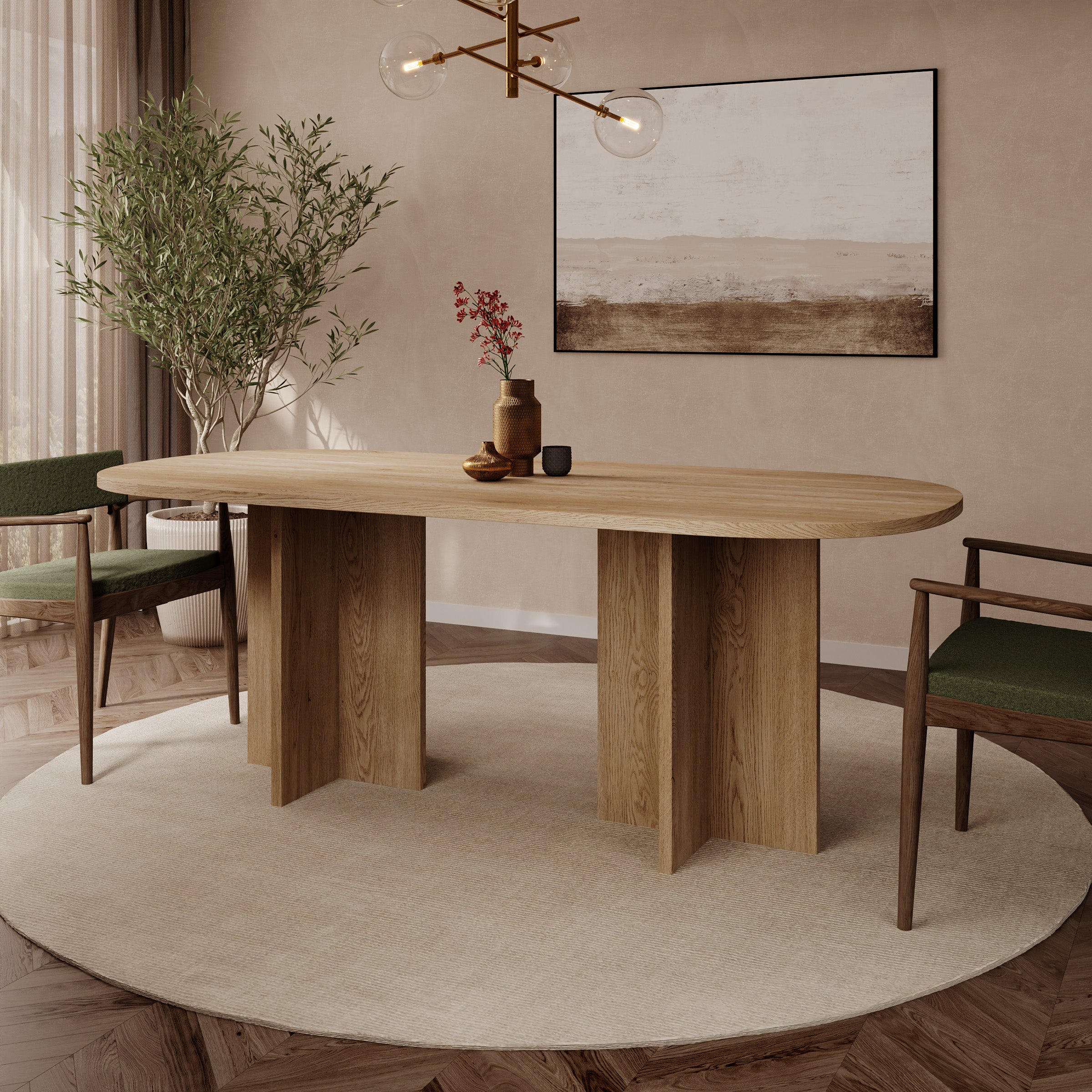 Langley - Eetkamertafel - Eikenpatroon - 204x90x75 cm