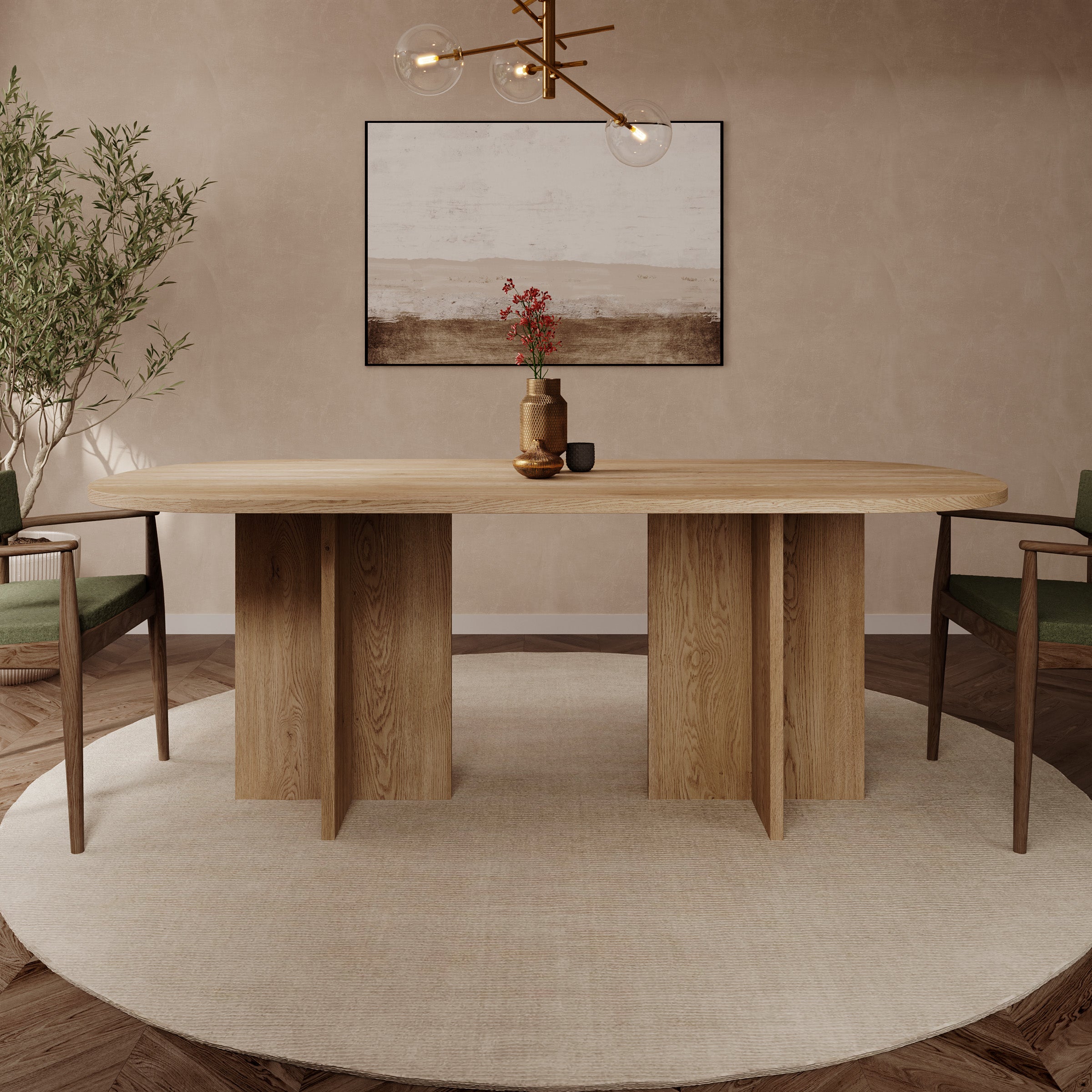 Langley - Eetkamertafel - Eikenpatroon - 204x90x75 cm